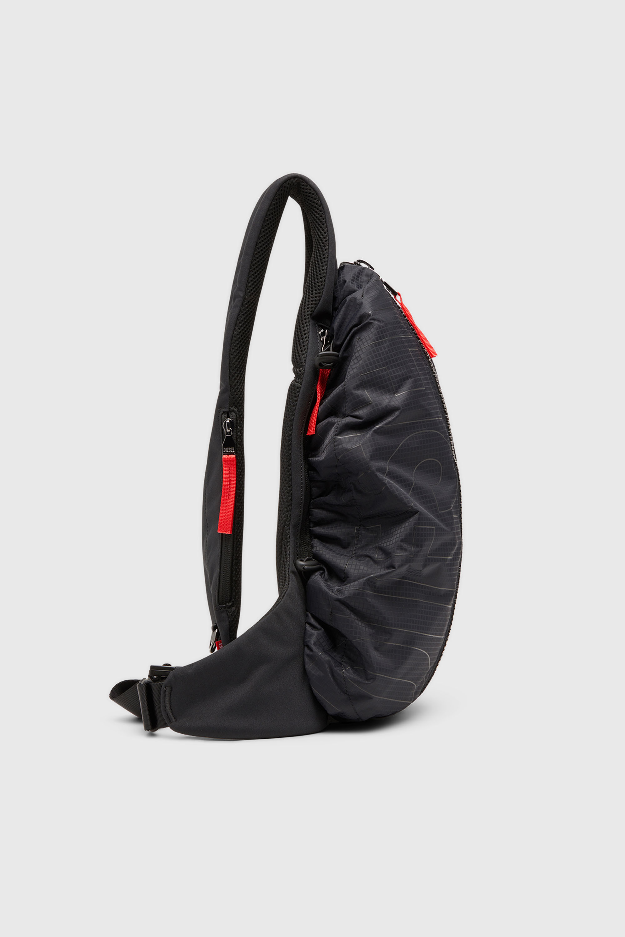 バッグ DIESEL Zip-D-Sling Backpack Men's Zip-D-Sling backpack in check-jacquard shell | Black | Diesel AU