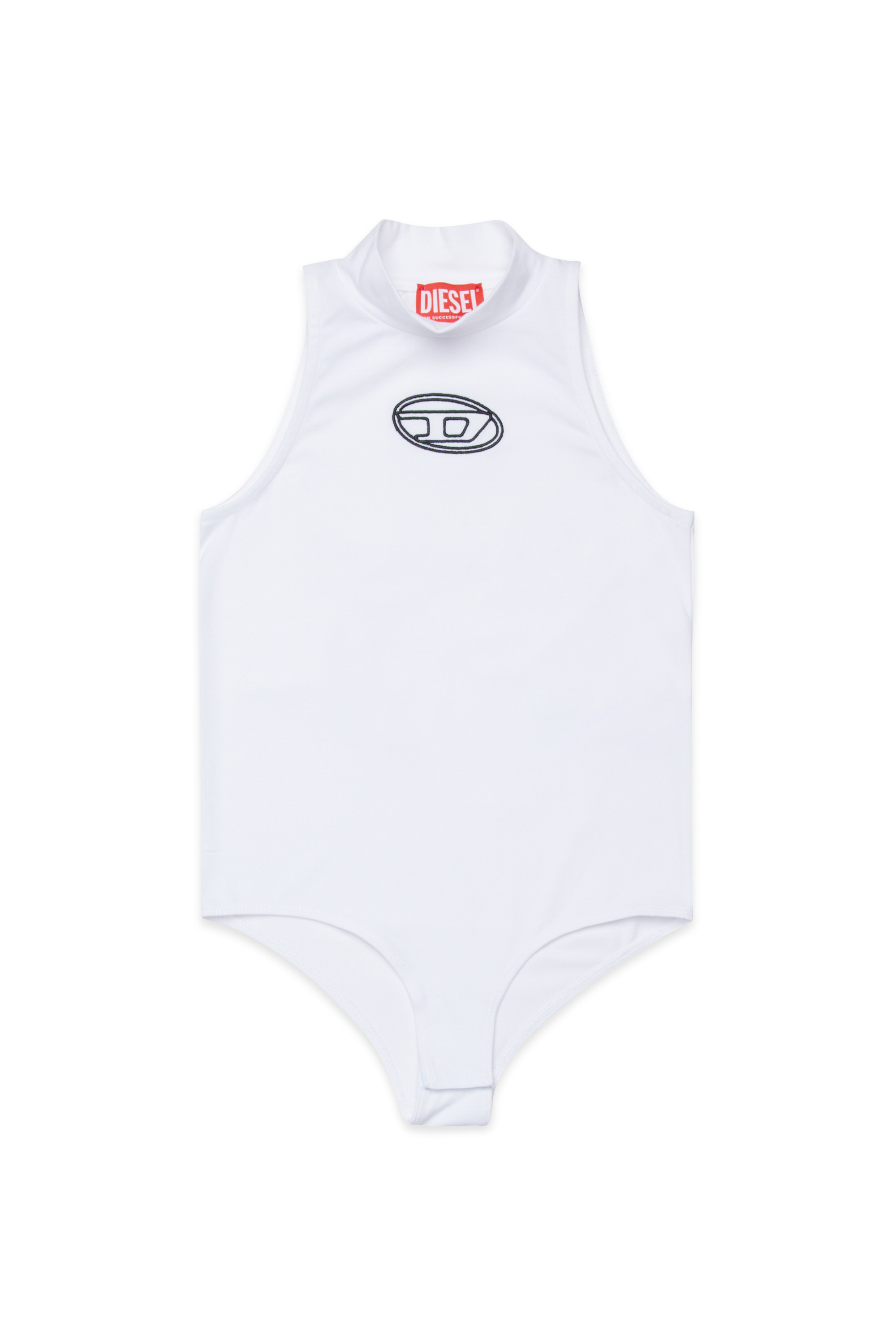 Diesel - BVODY, Woman's Cotton bodysuit with Oval D embroidery in White - 1