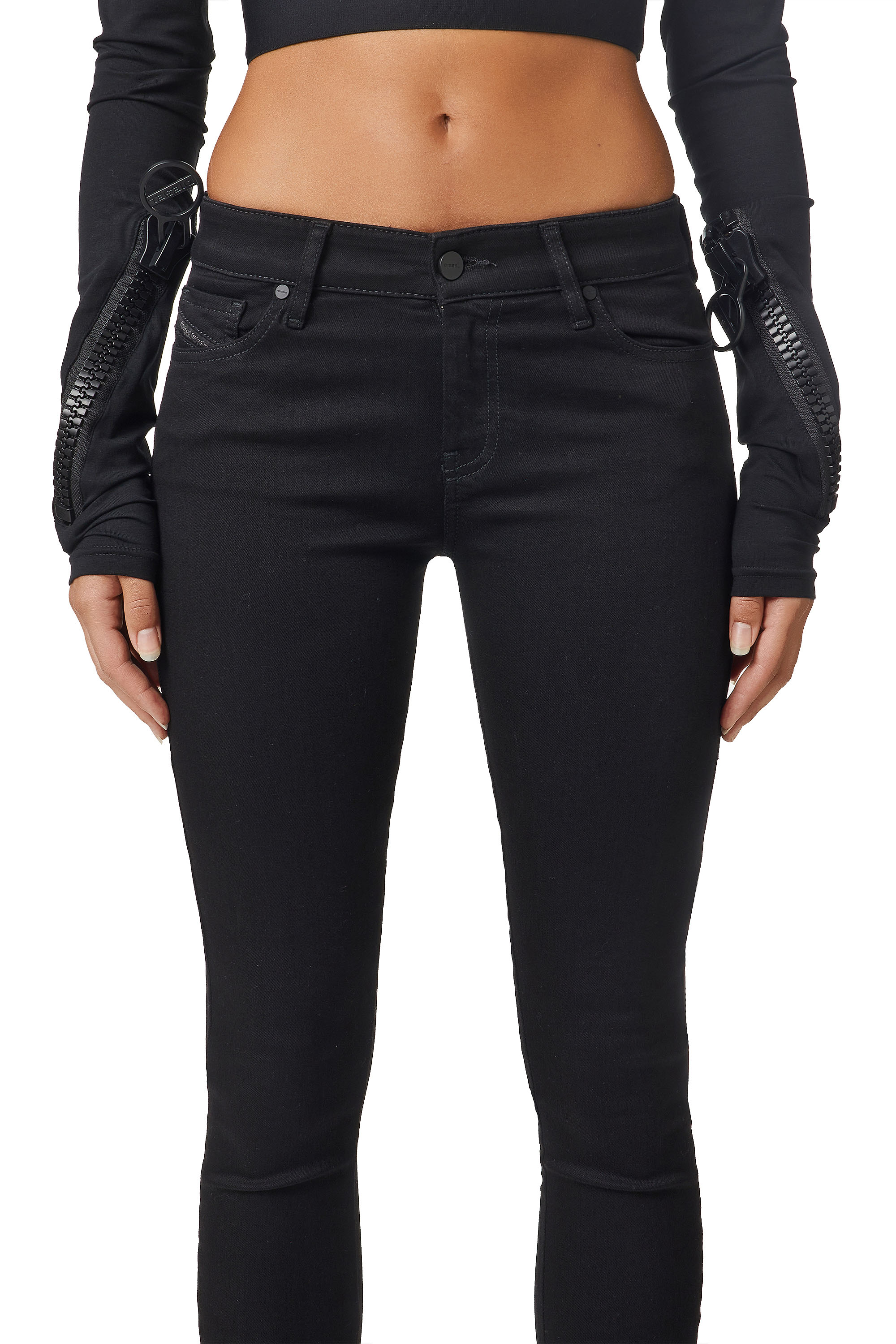 Diesel - 2017 Slandy 069EF Super skinny Jeans, Black/Dark grey - Image 3