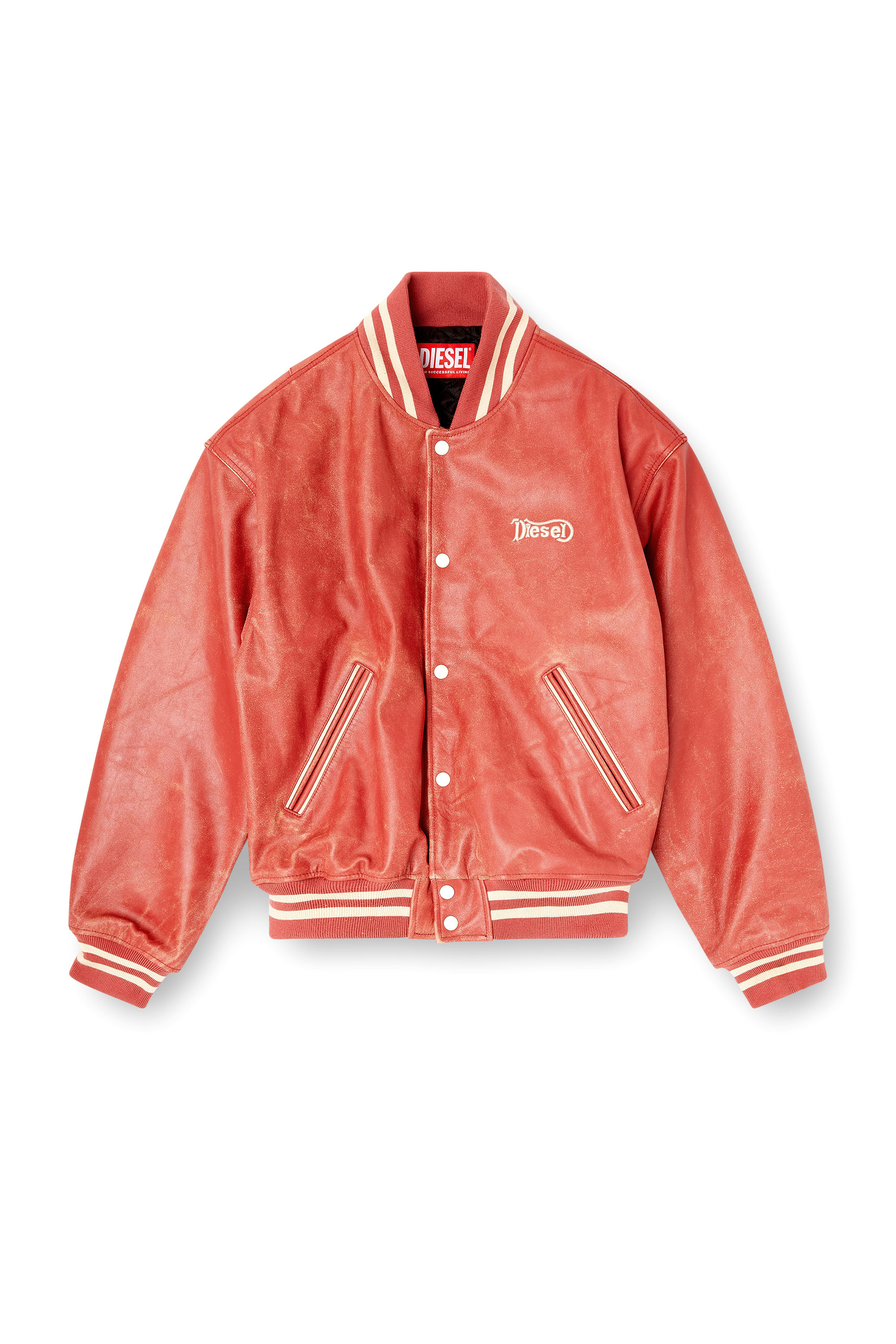 Diesel - L-DIFORDI-20TH, Unisex's Leather bomber jacket with Diesel logo in Red - 4
