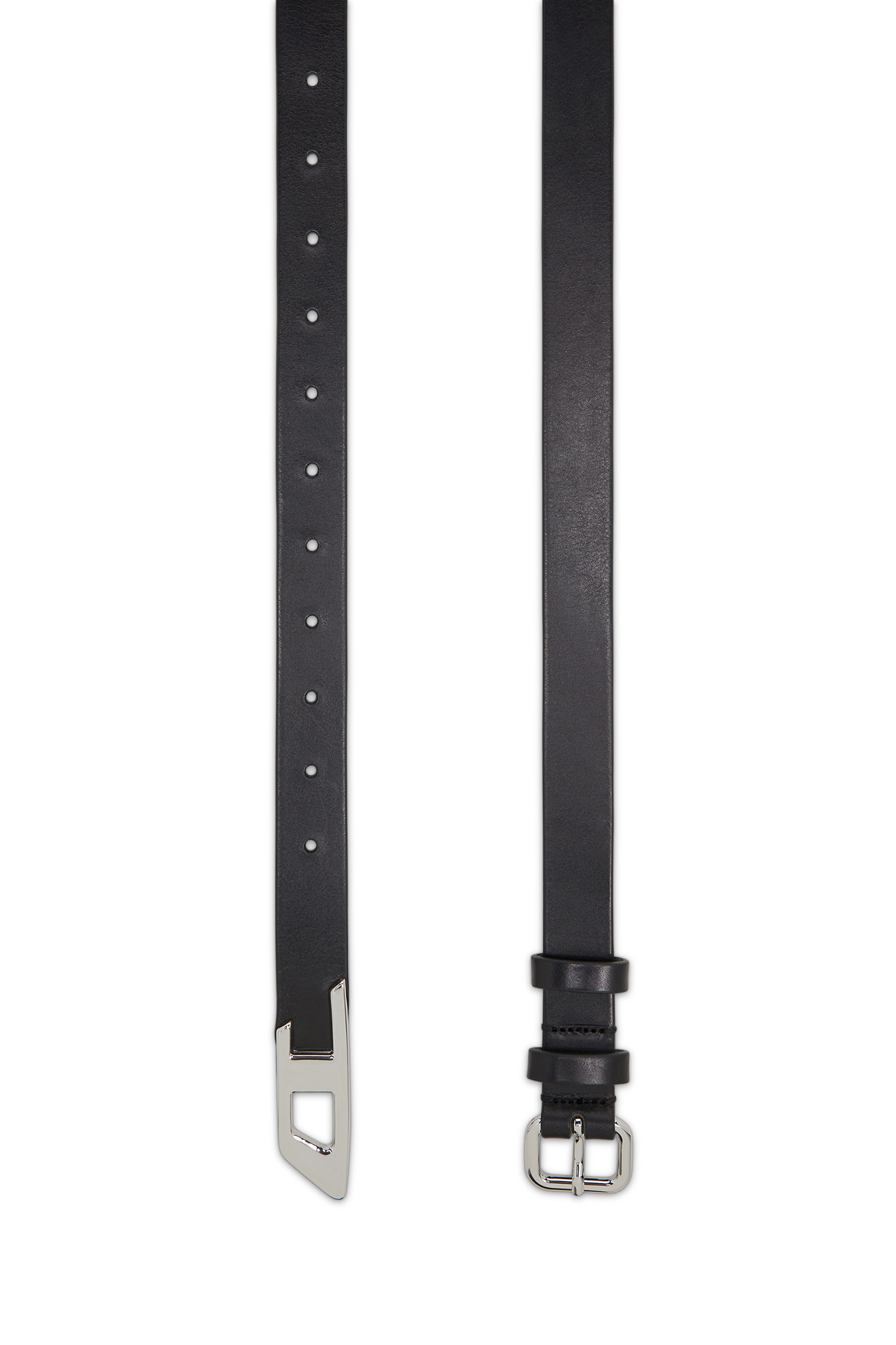 Diesel - B-D LOGO TIP 25, Woman's 2.4 cm leather belt with D tip in Black - 2