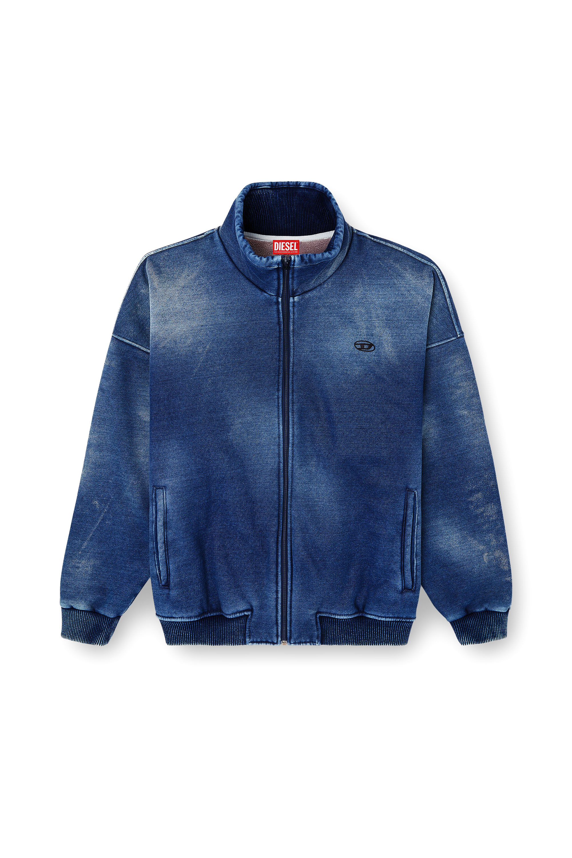Diesel - S-BATEL-V1, Man's Teddy-lined zip jacket with denim effect in null - 2