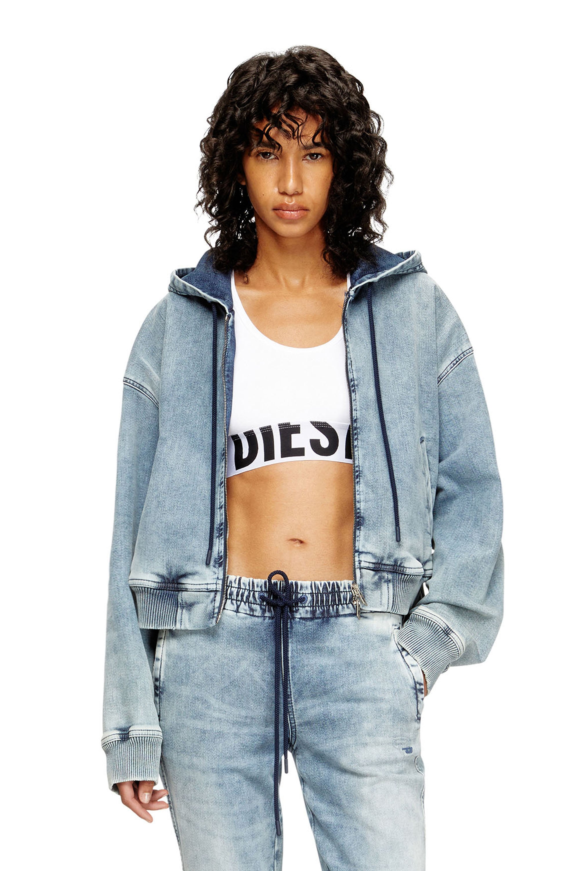 Diesel - UFSB-COTTON-RACE-BRALETTE-XL, Woman's Sports bra with cut-off logo in White - 2