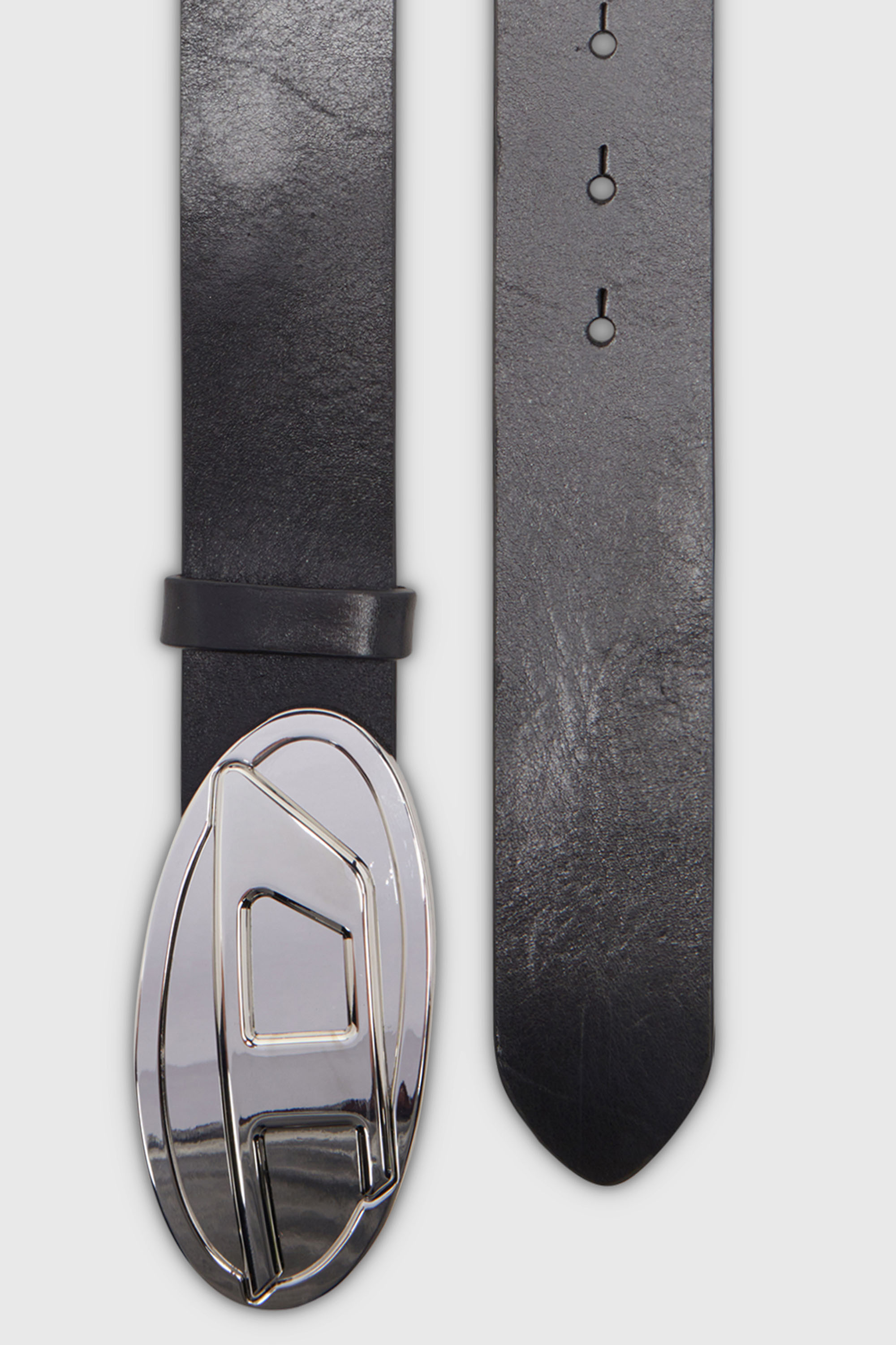 Diesel - B-1DR 2.0, Woman's 4cm leather belt with Oval D plaque in Black - 2
