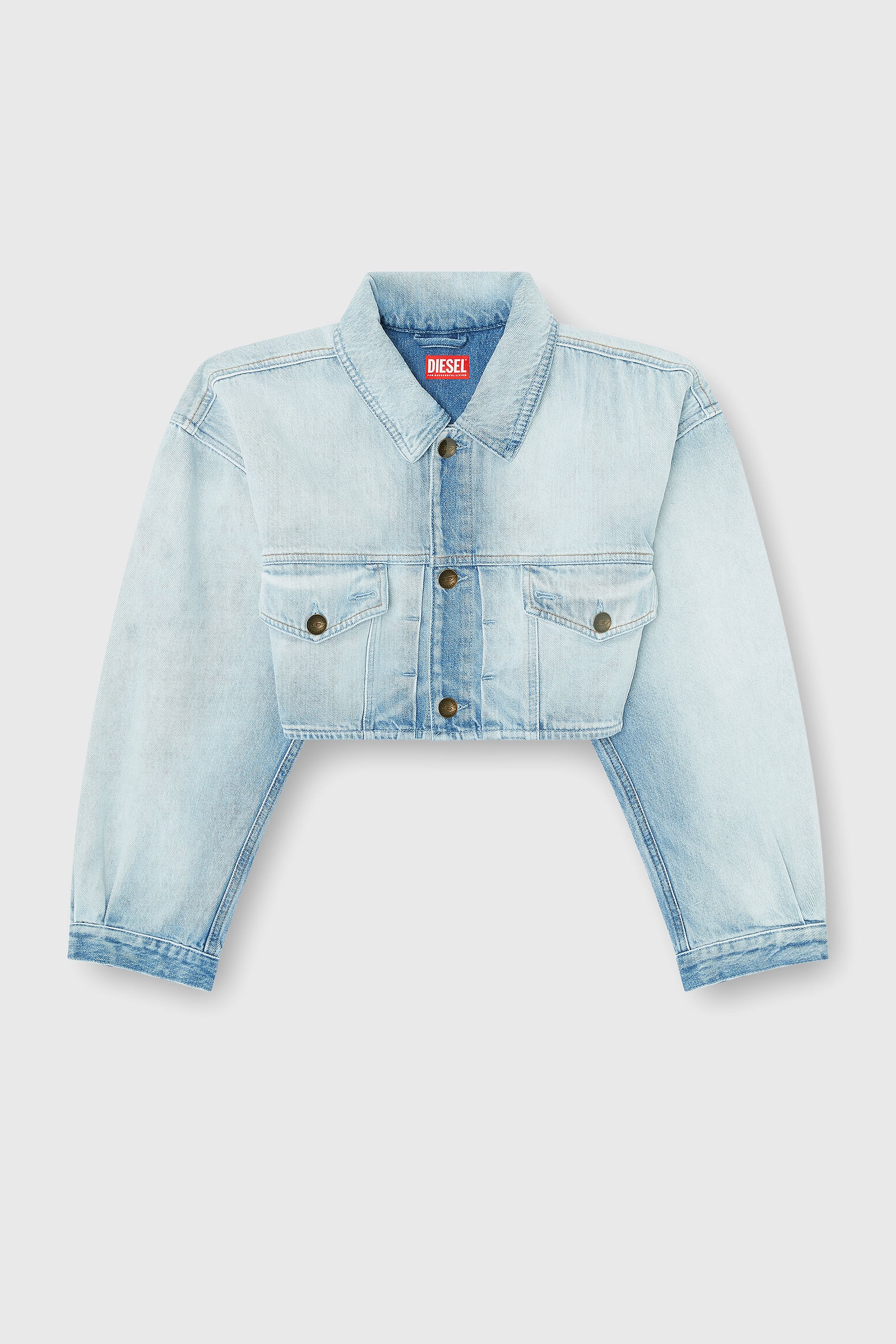 Diesel - DE-MALLEY-S, Woman's Oversized cropped trucker jacket in Light Blue - 2