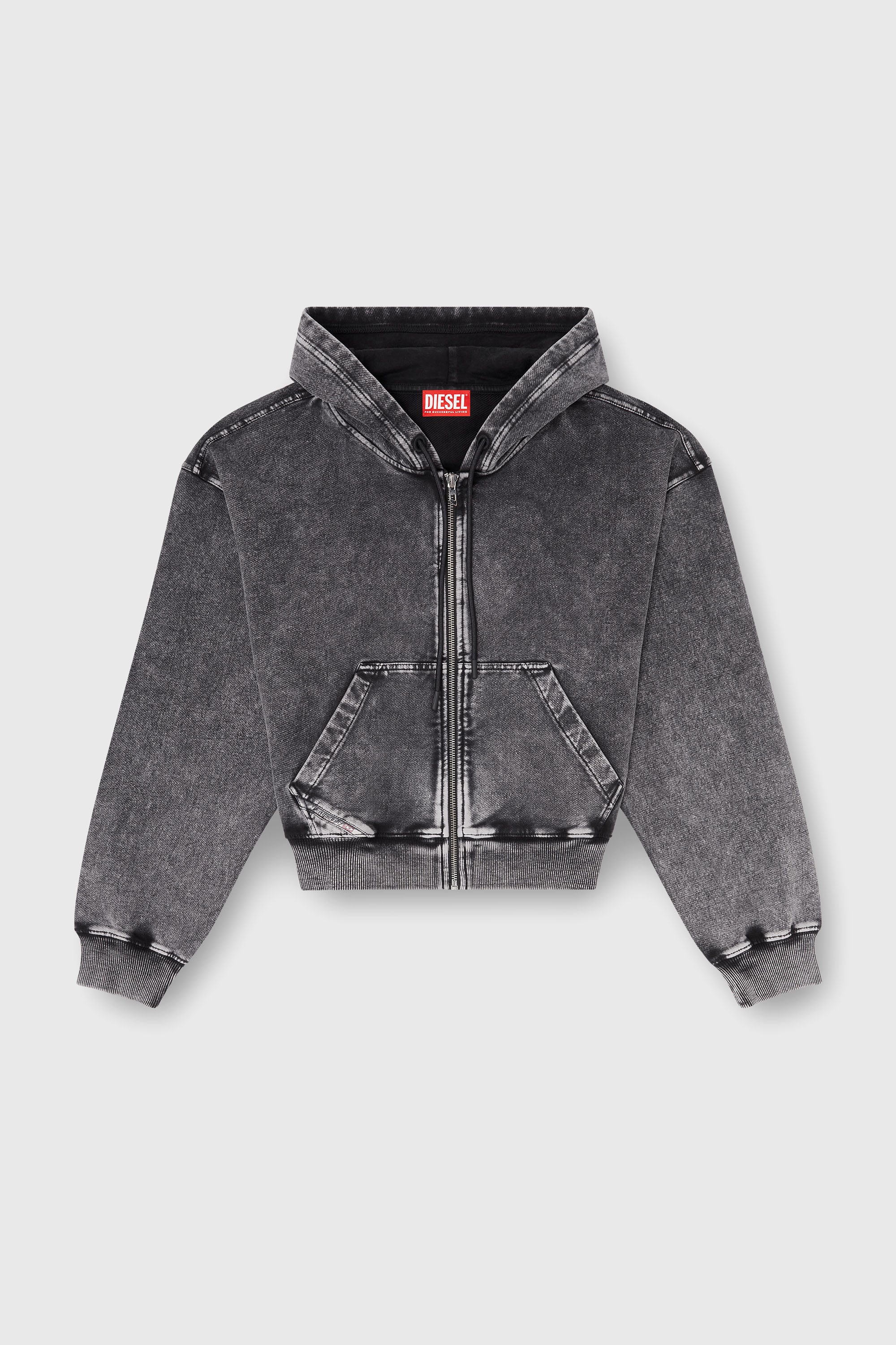 Diesel - F-ELYCY-AA2, Woman's Hoodie with denim effect in Dark grey - 2