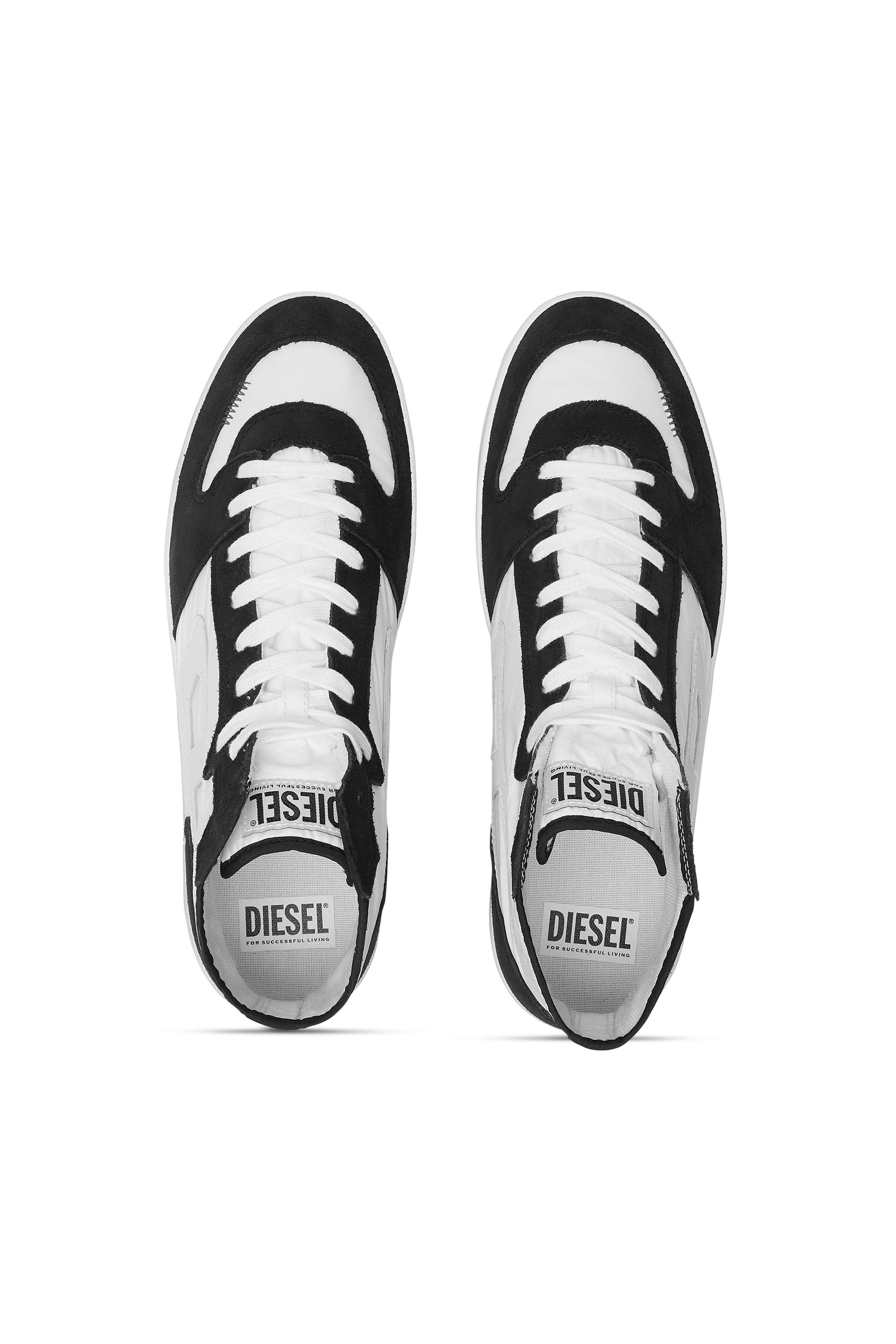 Diesel - S-LEROJI D-1 MID, Man's Padded-ripstop and suede high-top sneakers in Black/White - 5