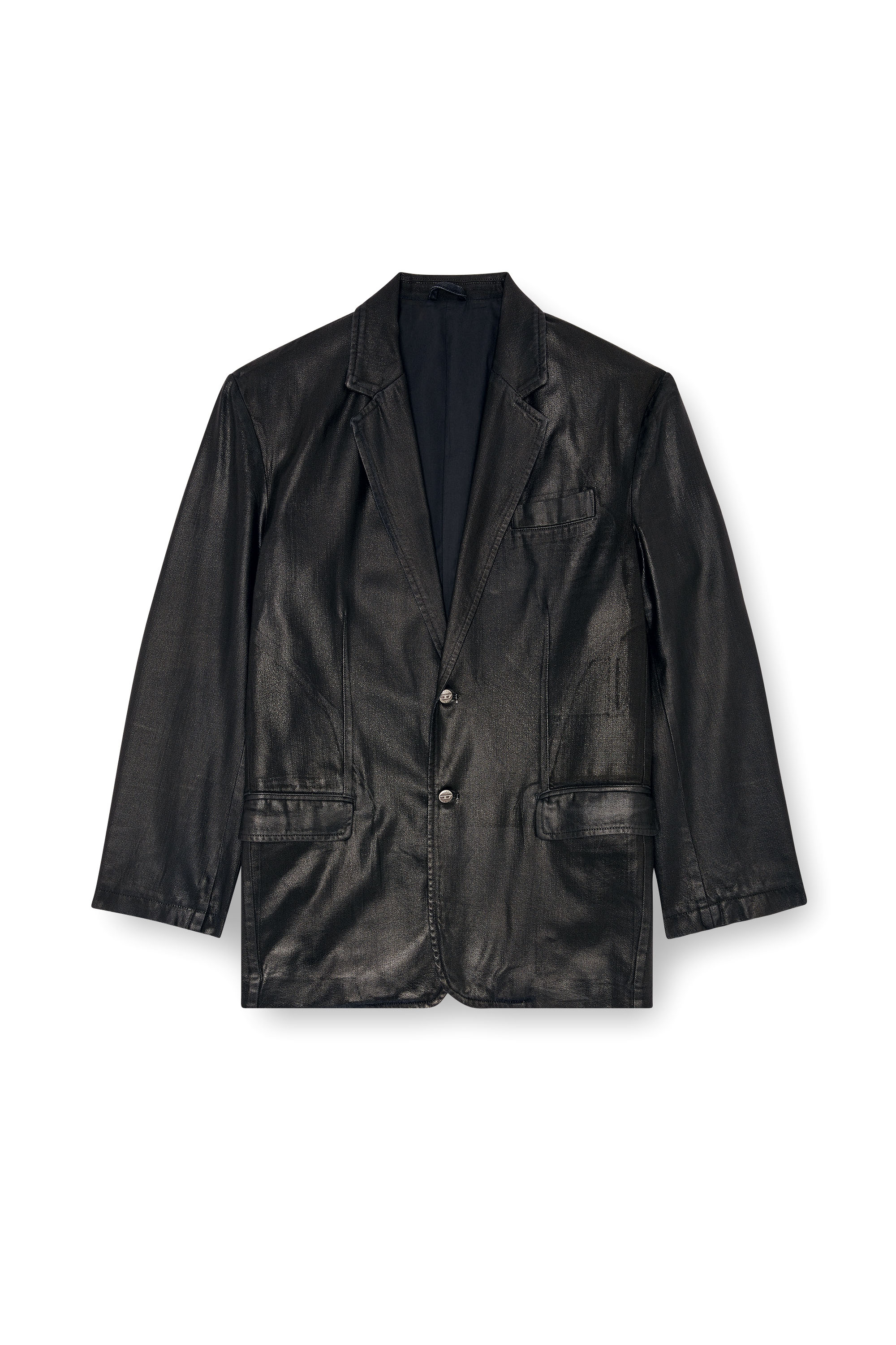 Diesel - D-BLA, Unisex's Blazer in coated tailoring denim in Black - 6