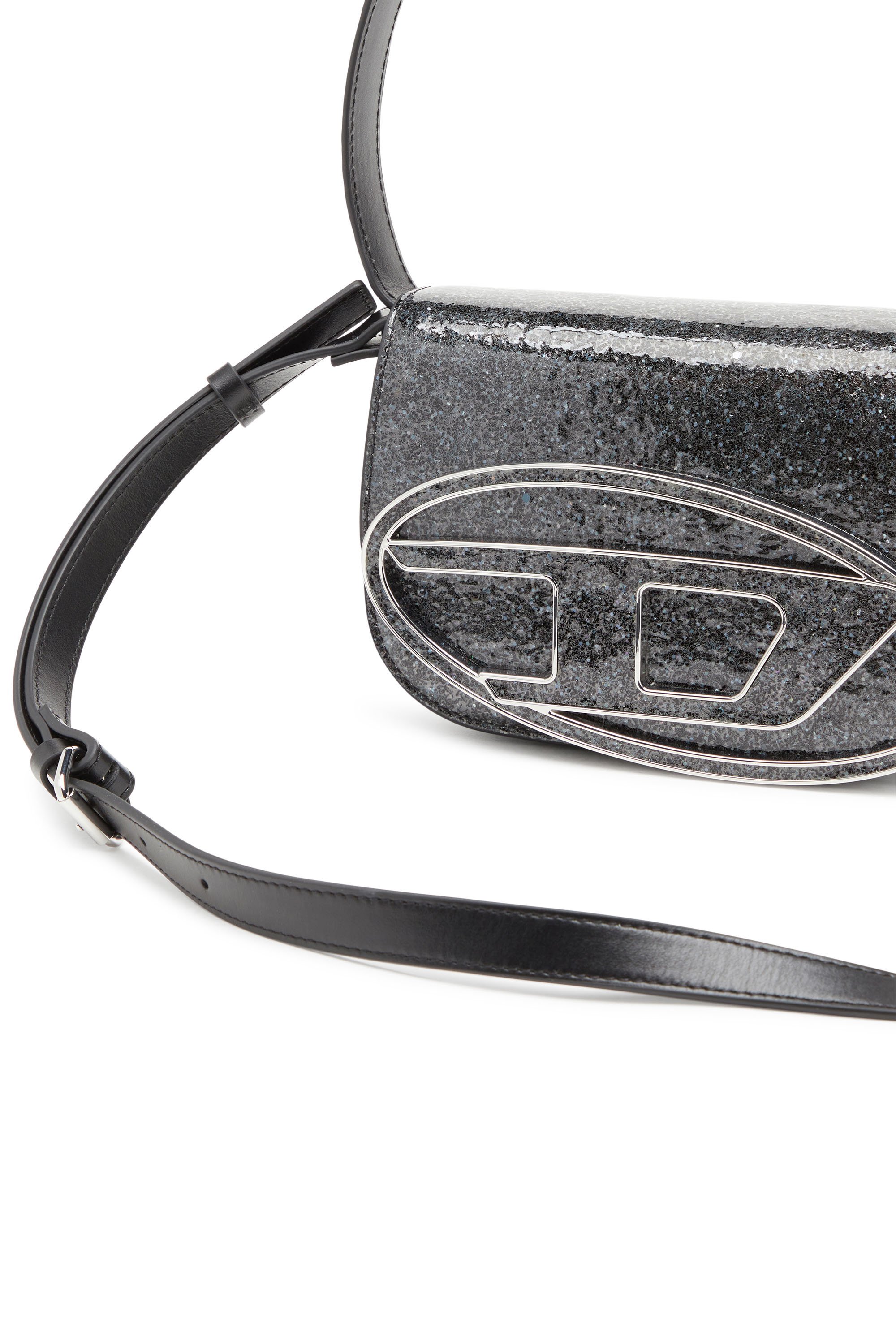 Diesel - 1DR, Woman's 1DR-Iconic shoulder bag with macro glitter in Black - 5