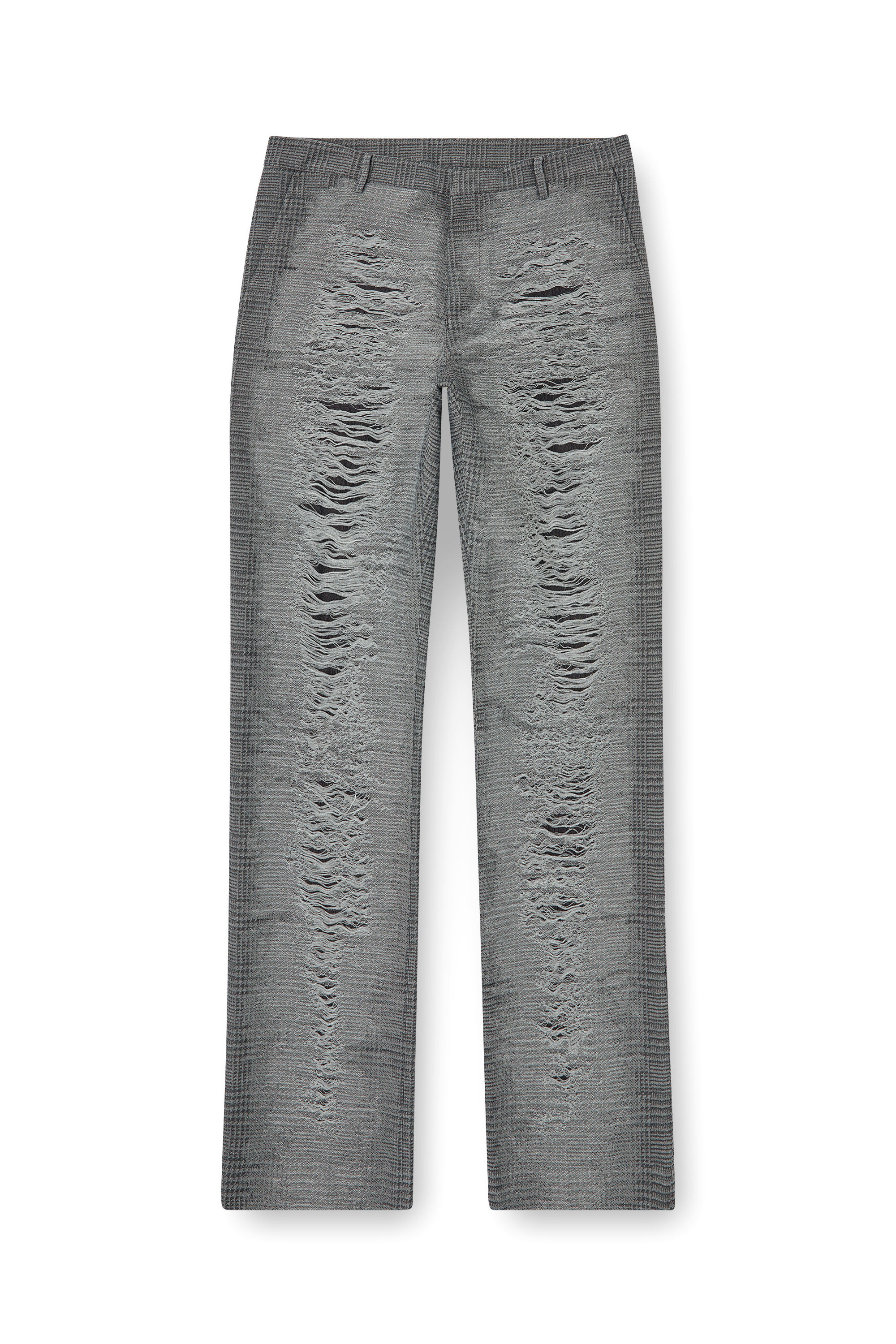 Diesel - P-BOIX, Man's Checked pants with slashed front in Grey - 2