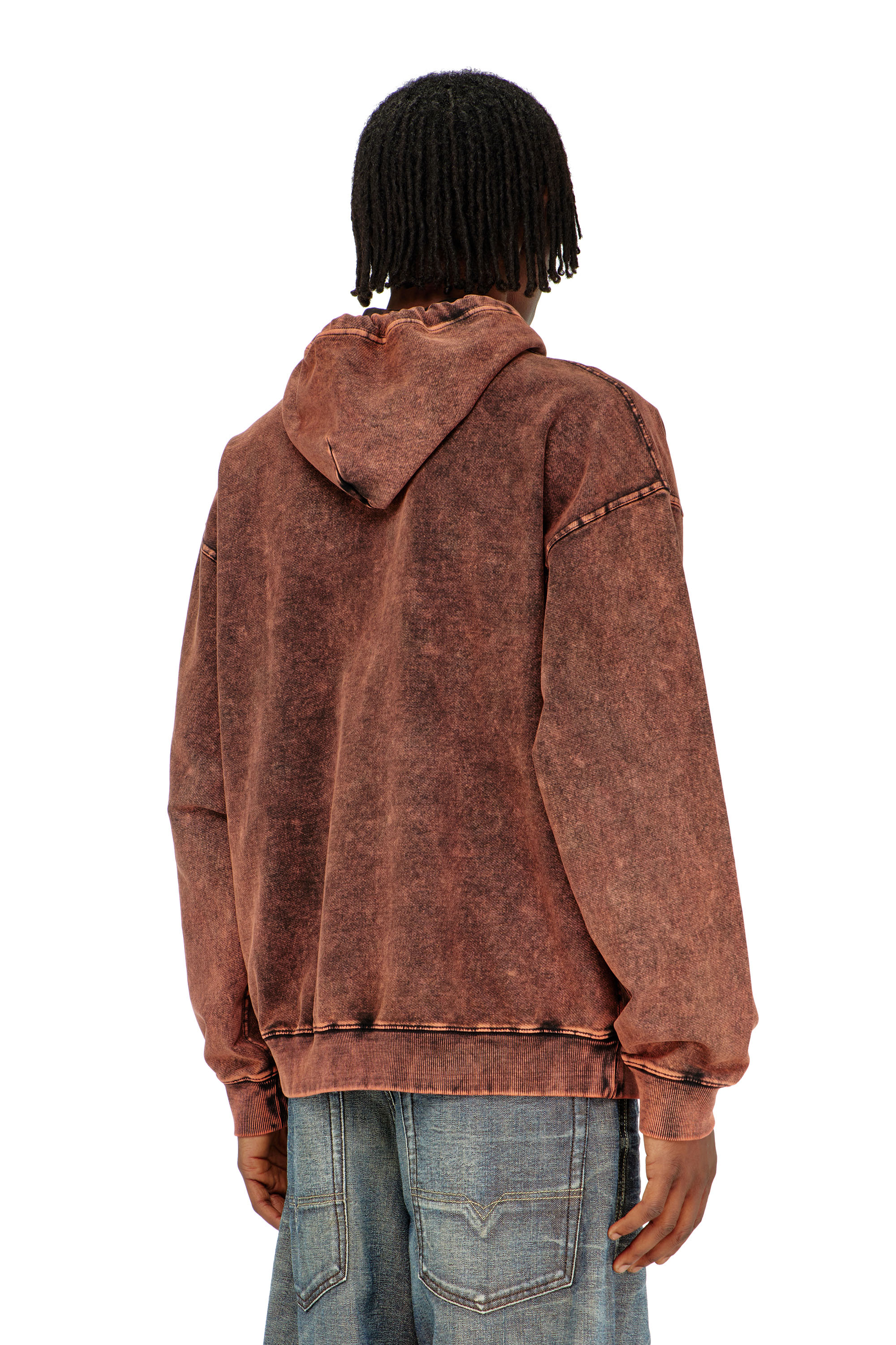Diesel - S-BOXT-HOOD-TUK, Man's Treated denim-effect hoodie in Brown - 4