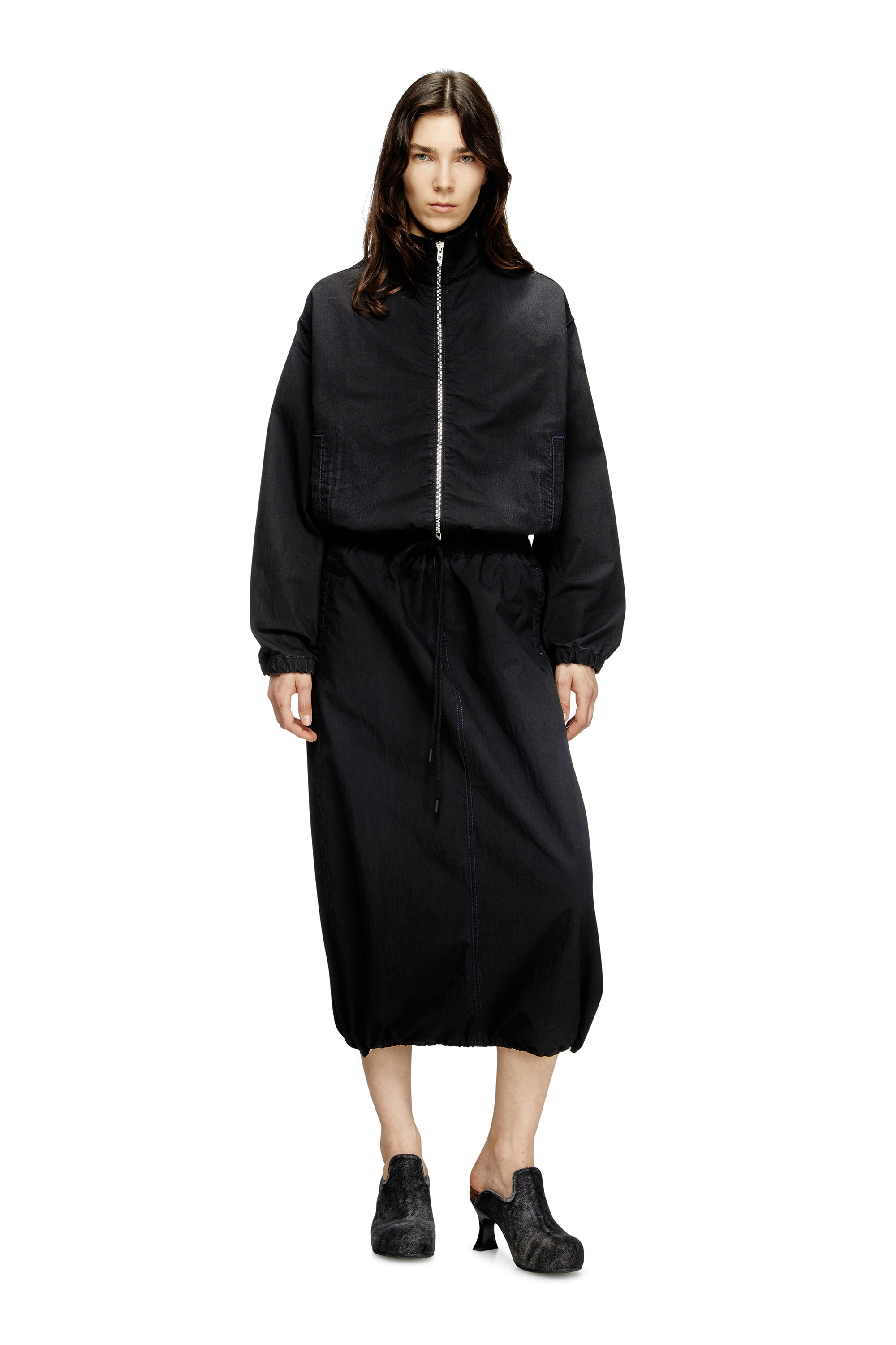 Diesel - DE-OREN-C JOGG, Woman's Midi skirt in technical JoggJeans in Black - 1