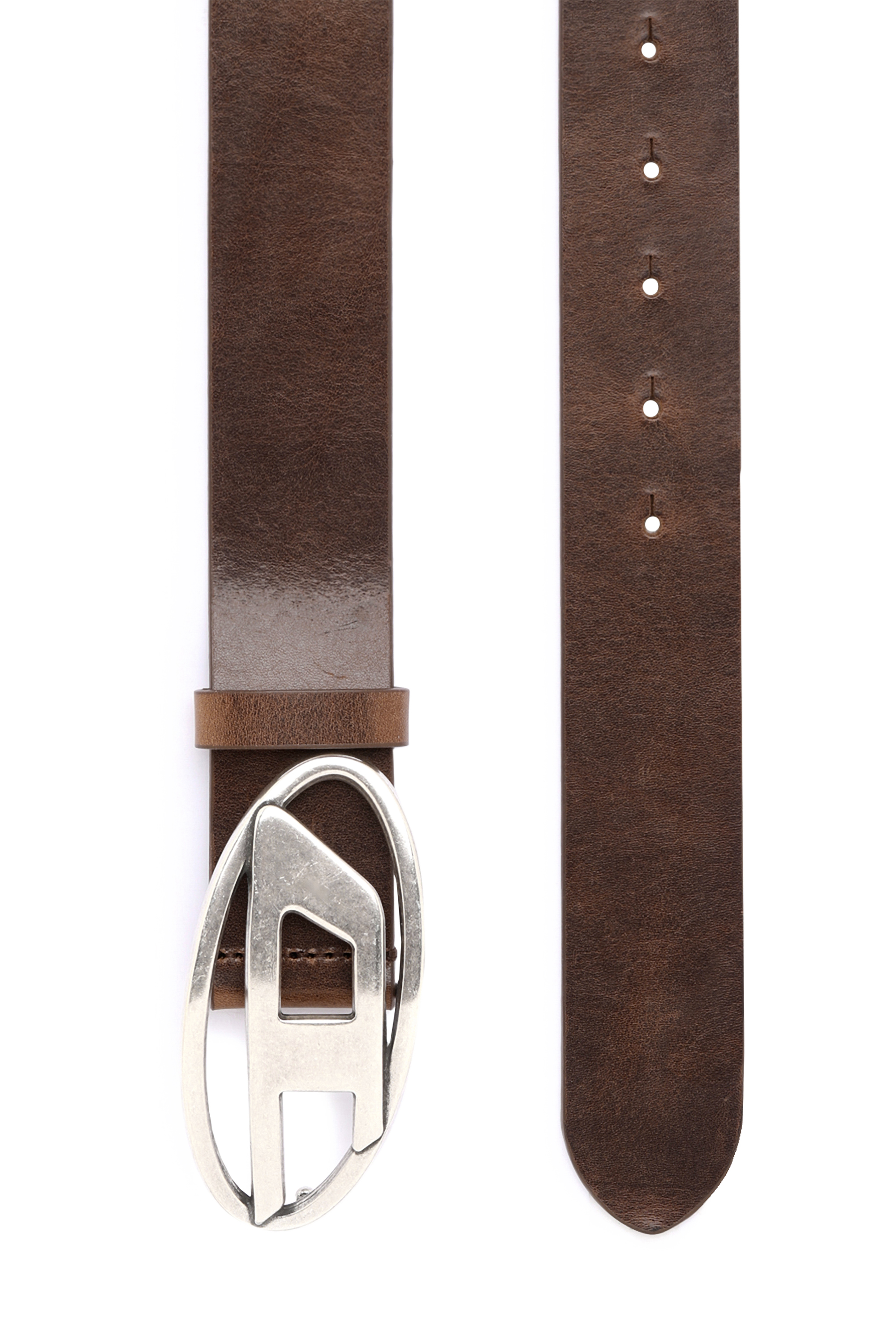Diesel - B-1DR, Man Leather belt with D buckle in Brown - Image 3