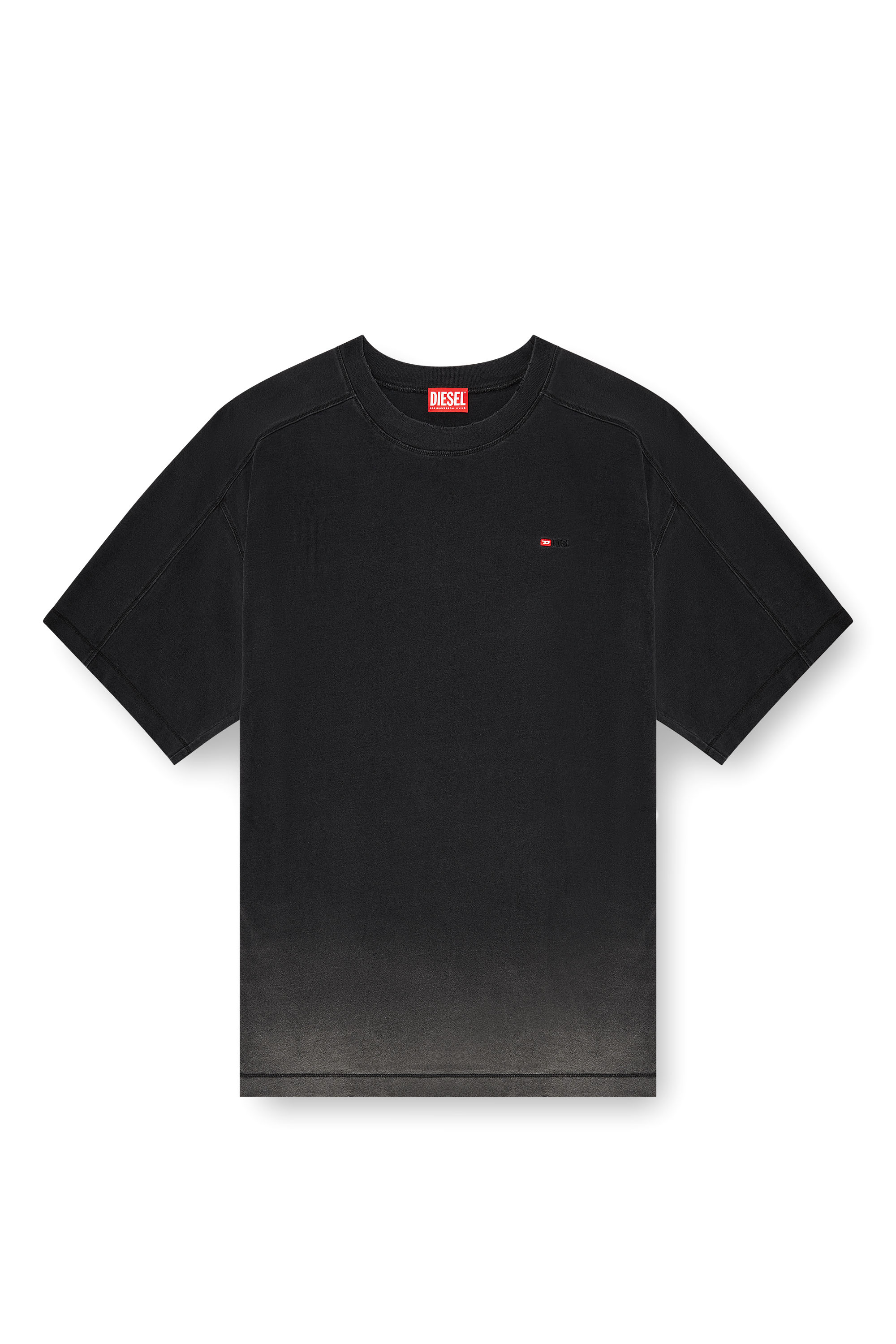 Diesel - T-CROX, Man's Cotton T-shirt with degrad&eacute; effect in Black - 3