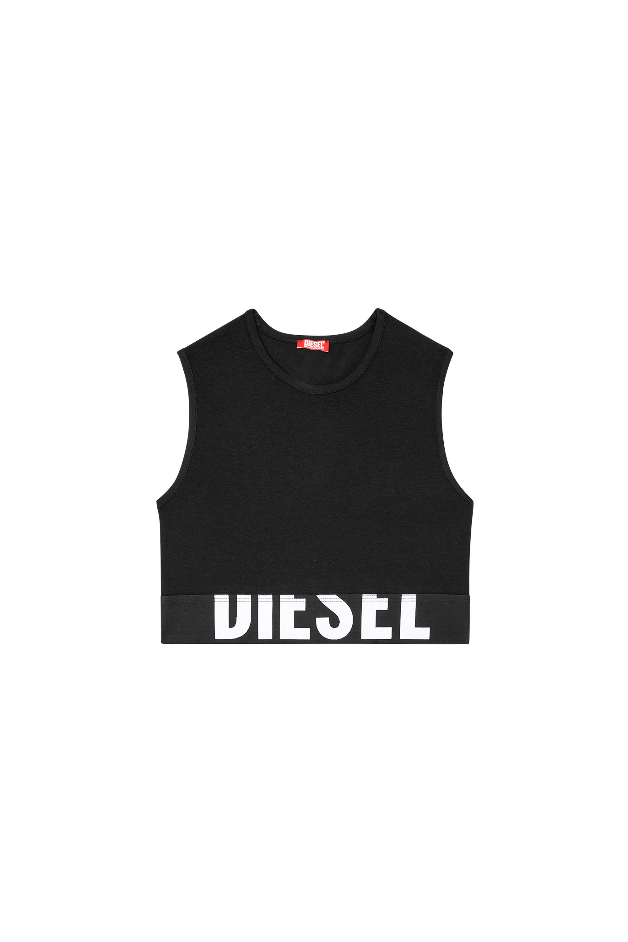 Diesel - ADA-D-POP, Woman's Cropped tank top with cut-off logo in Black - 4