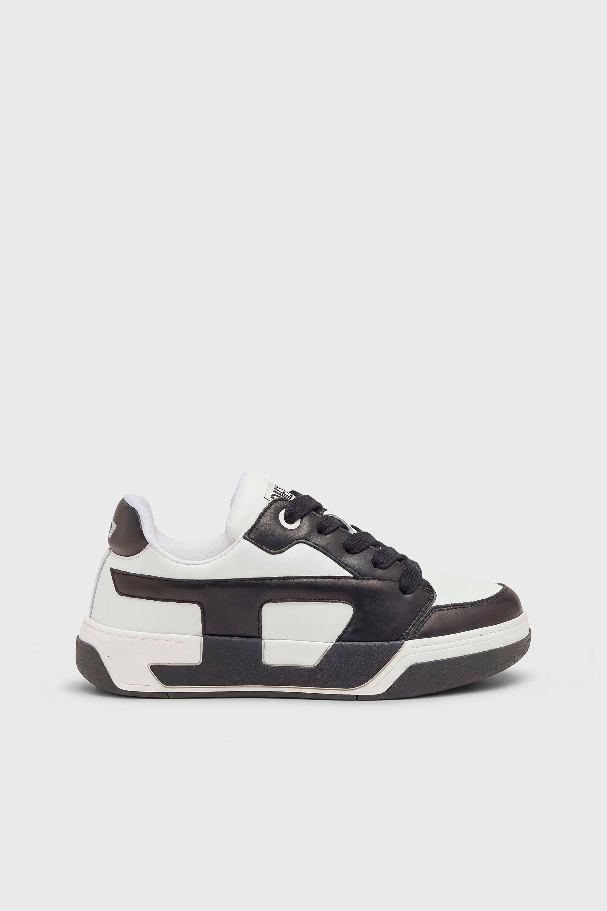 Diesel - S-D-OLLIE LOW, Man's D-Ollie-Sneakers in colour-block leather in White/Black - 1
