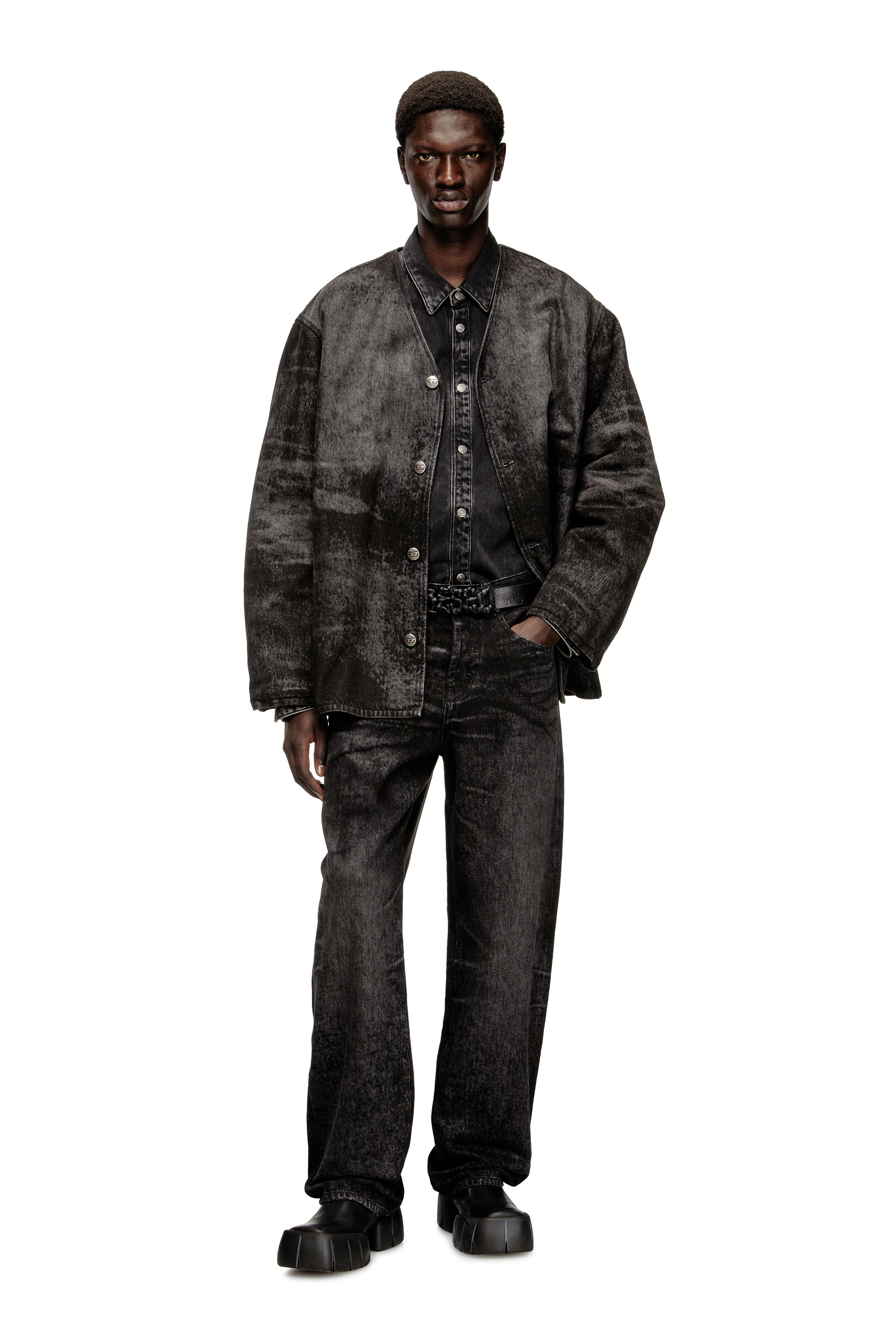 Diesel - Man's Relaxed Jeans 2001 D-Macro 007DB, Black/Dark grey - 1