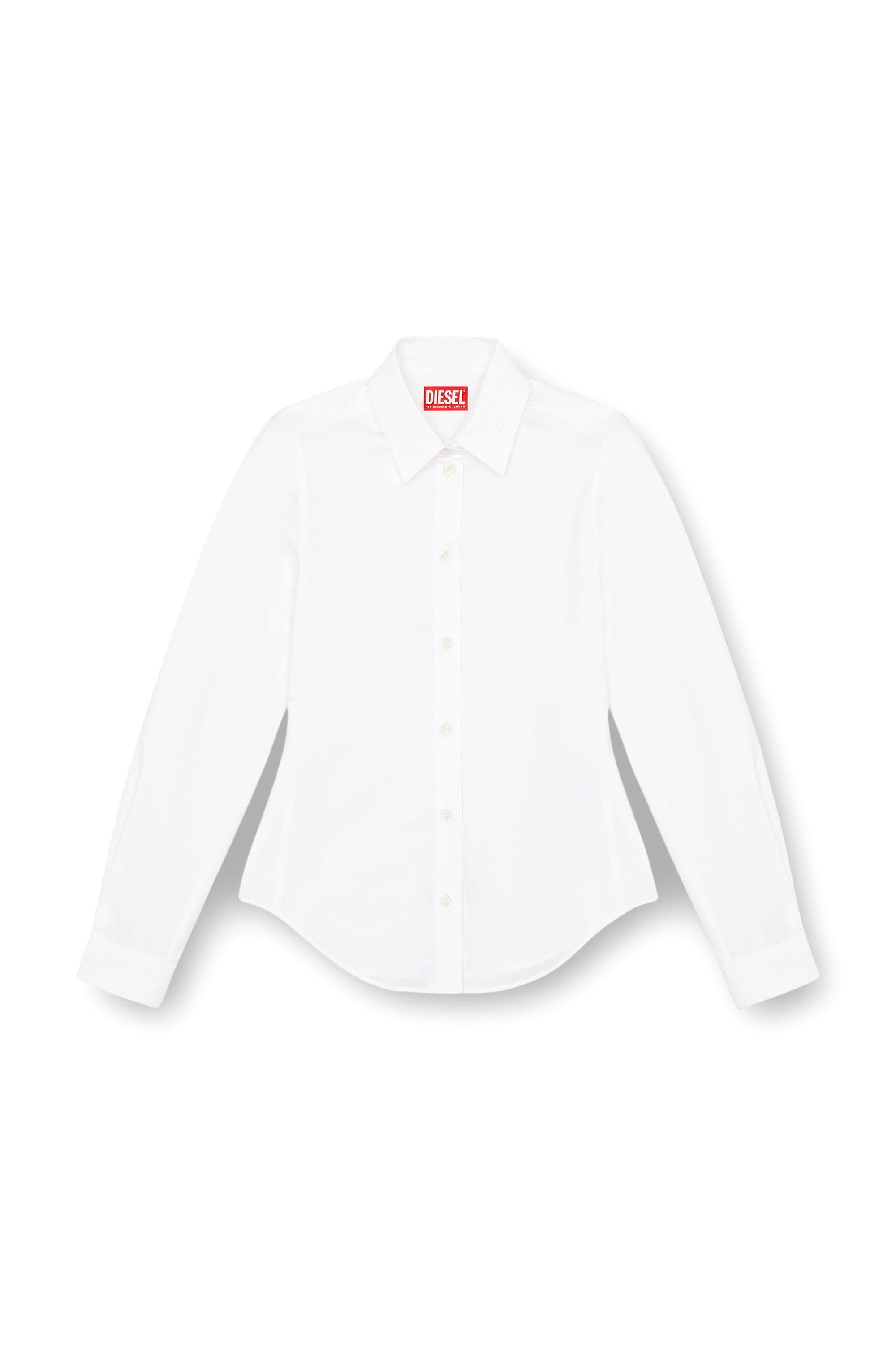 Diesel - C-GISEL-P1, Woman's Shirt with logo-embroidered collar in White - 3