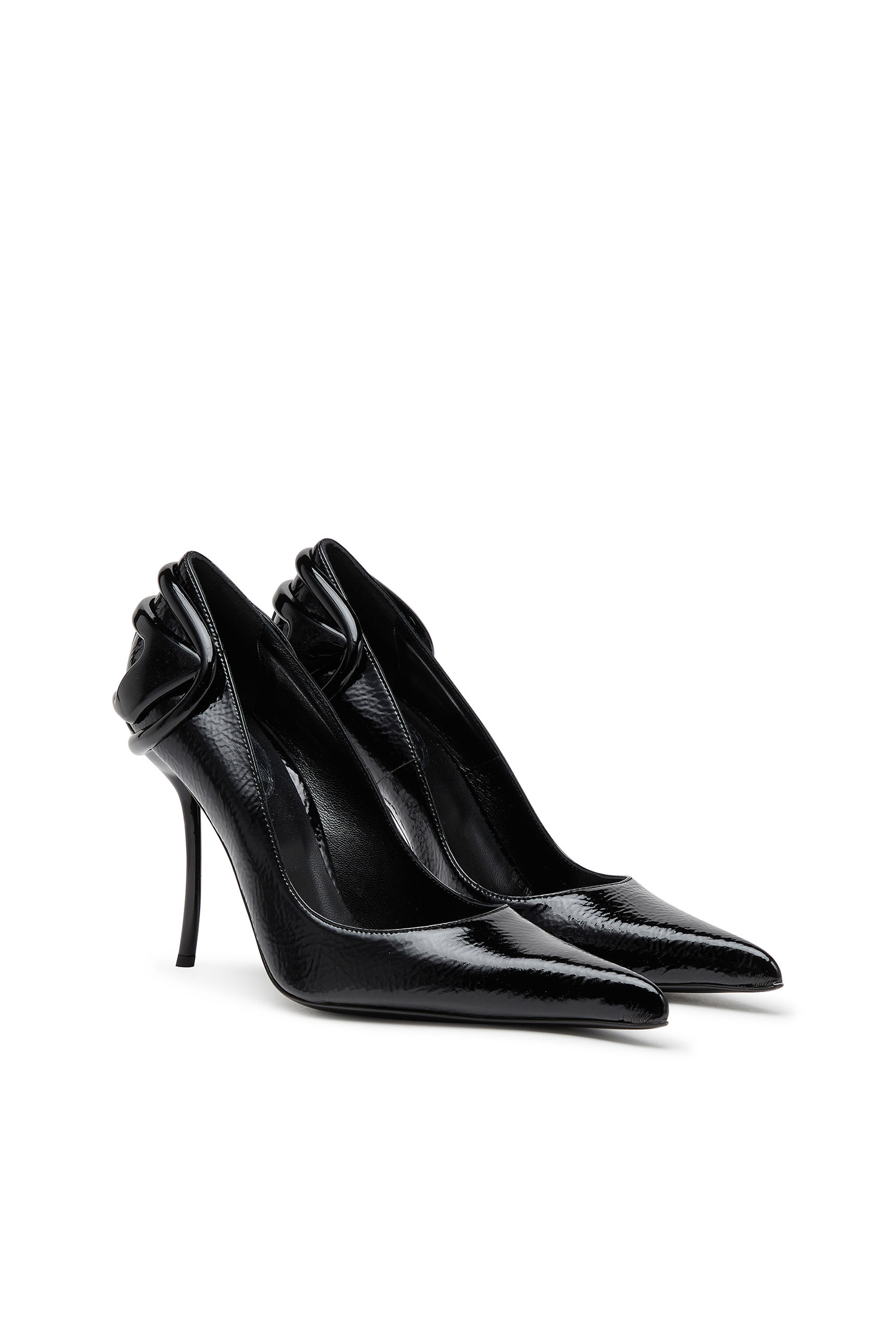 Diesel - D-TEN&HALF P, Woman's D-Ten&Half-Glossy pumps with curved heel in Black - 2