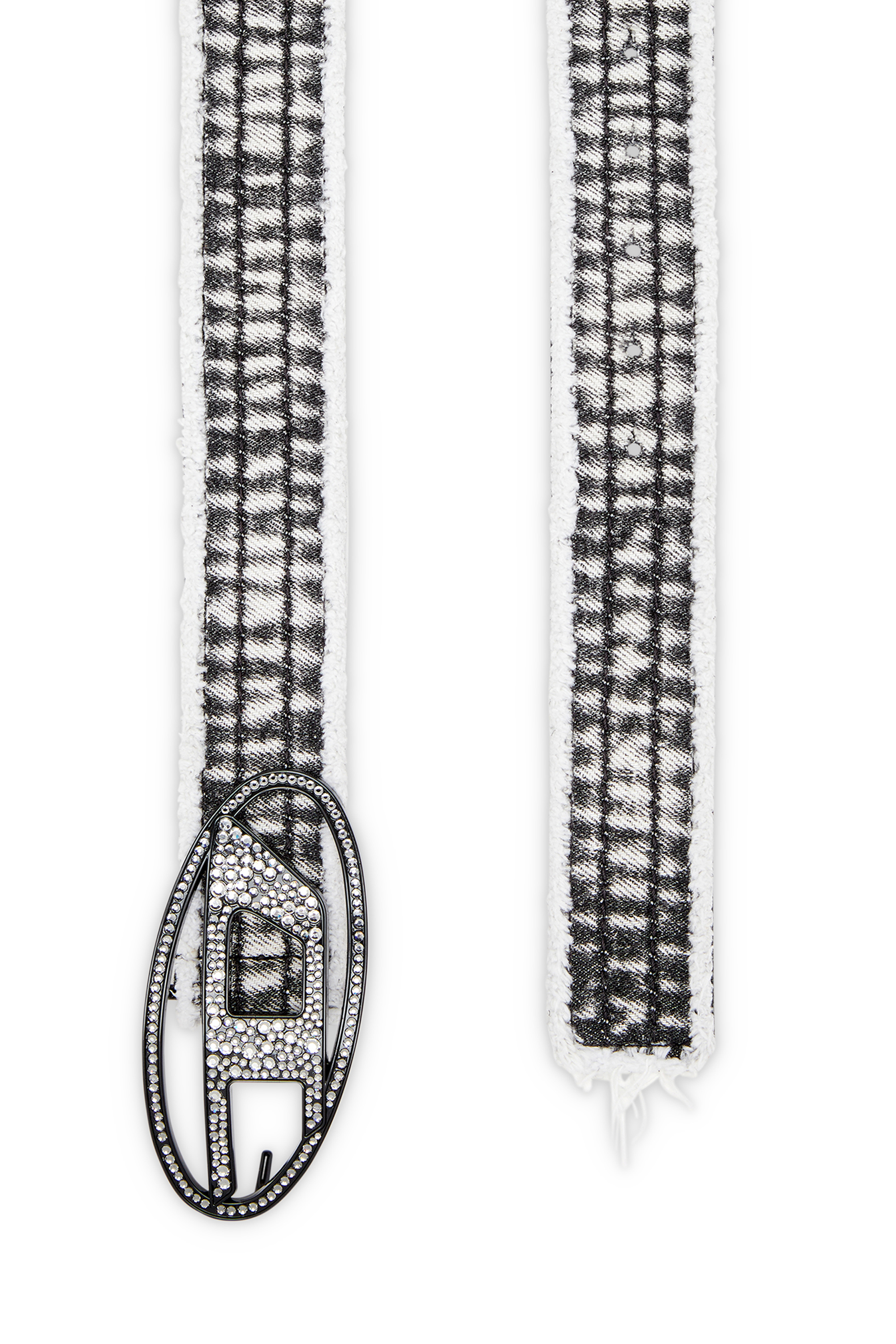 Diesel - B-1DR STRASS, Woman's Denim and leather belt with crystal buckle in Black - 2