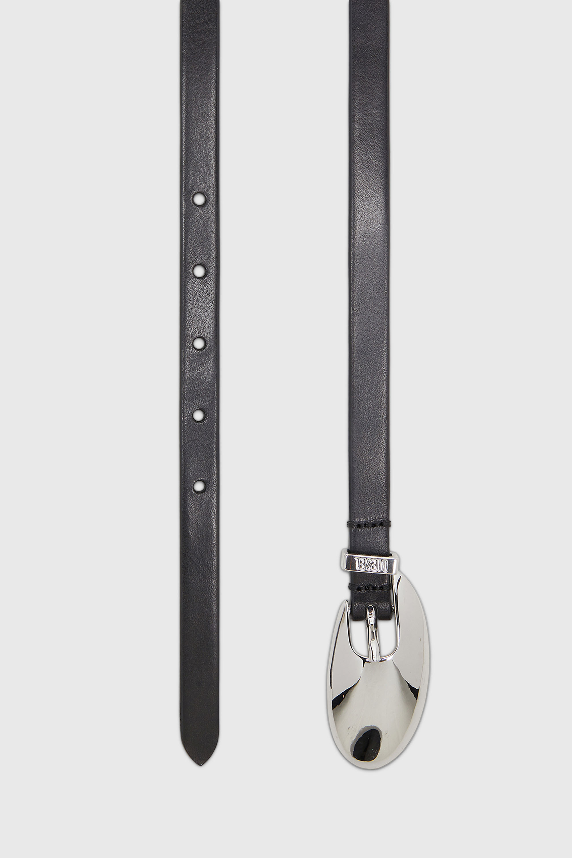Diesel - B-ROP 15, Woman's 1.5cm slim leather belt with sculptural buckle in Black - 2
