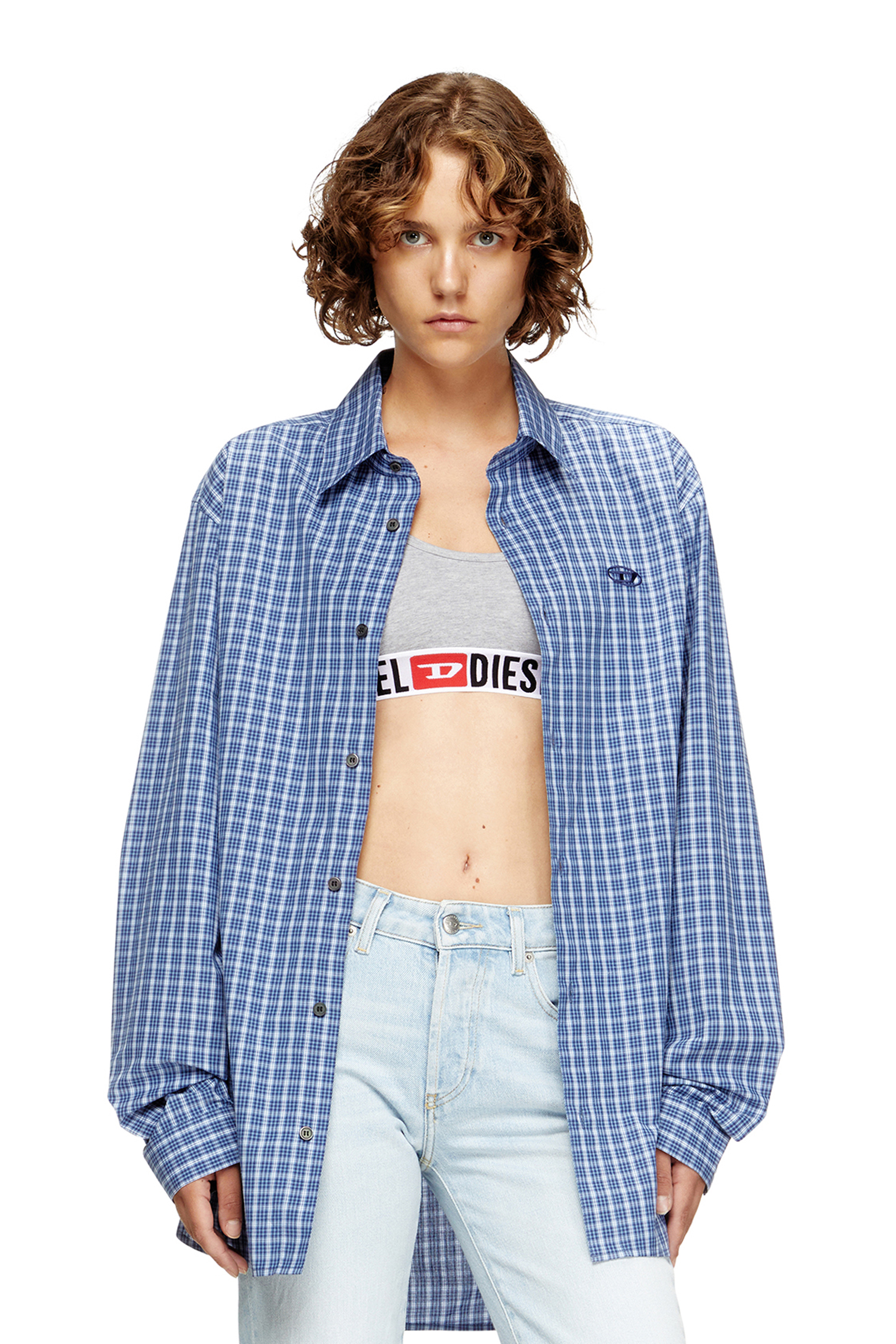 Diesel - UFSB-ORIBA, Woman's Bralette with logo band in Grey - 5