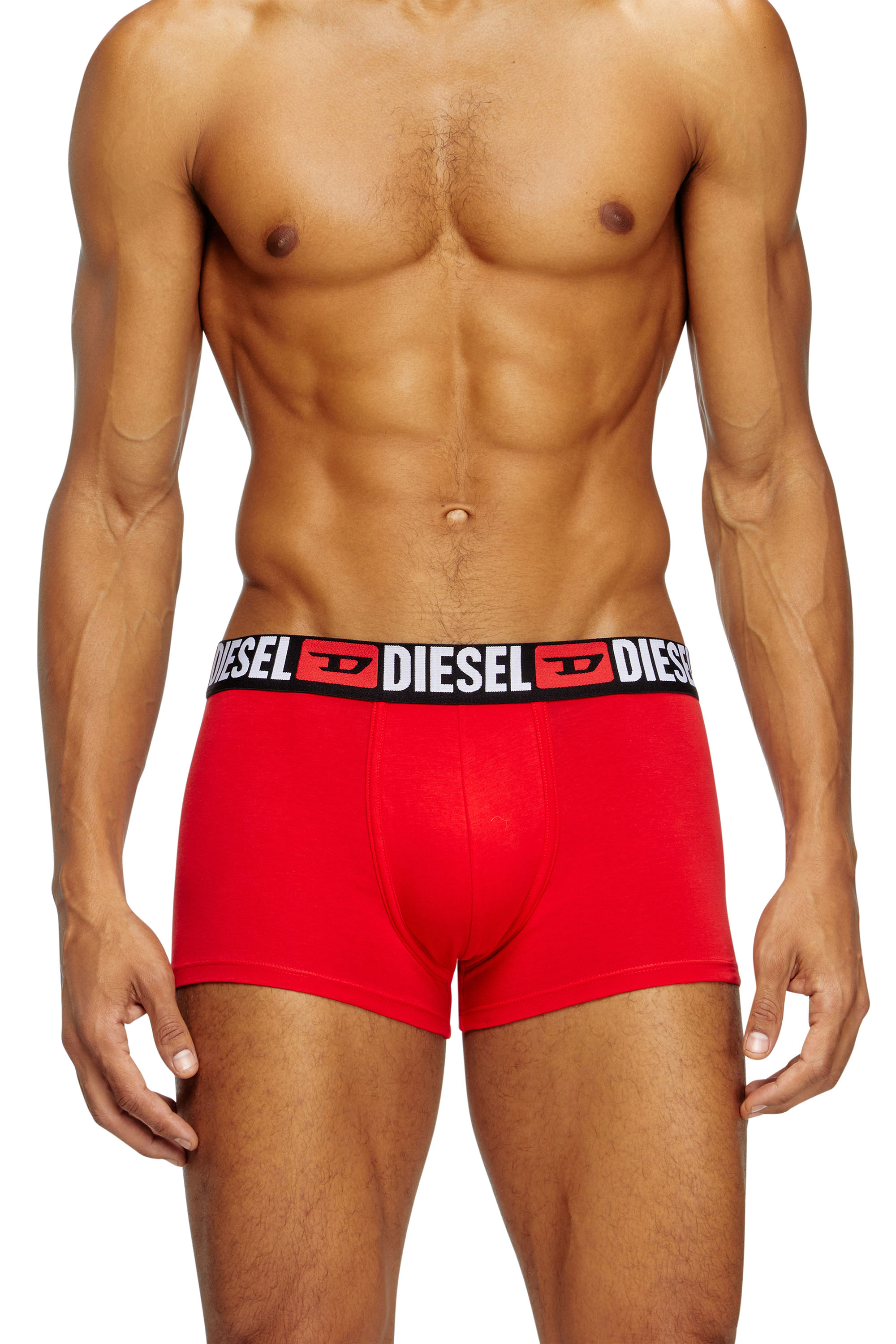 Diesel - UMBX-DAMIENTHREEPACK, Man's Three-pack of all-over logo waist boxers in Red/Grey - 3