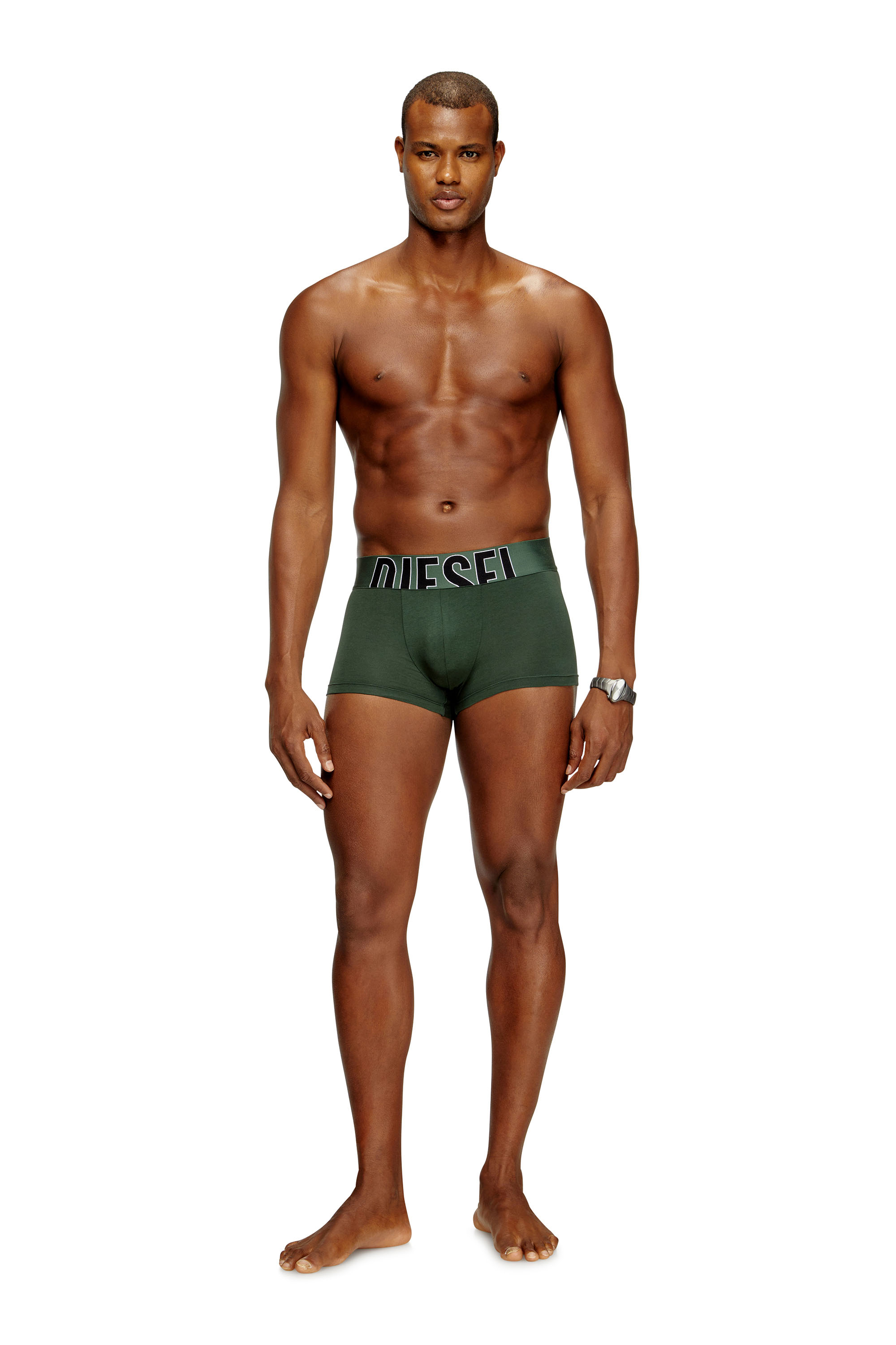 Diesel - DAMIEN-D-POP-3PACK-55, Man's Three-pack stretch-cotton boxers with cut logo in Green - 3