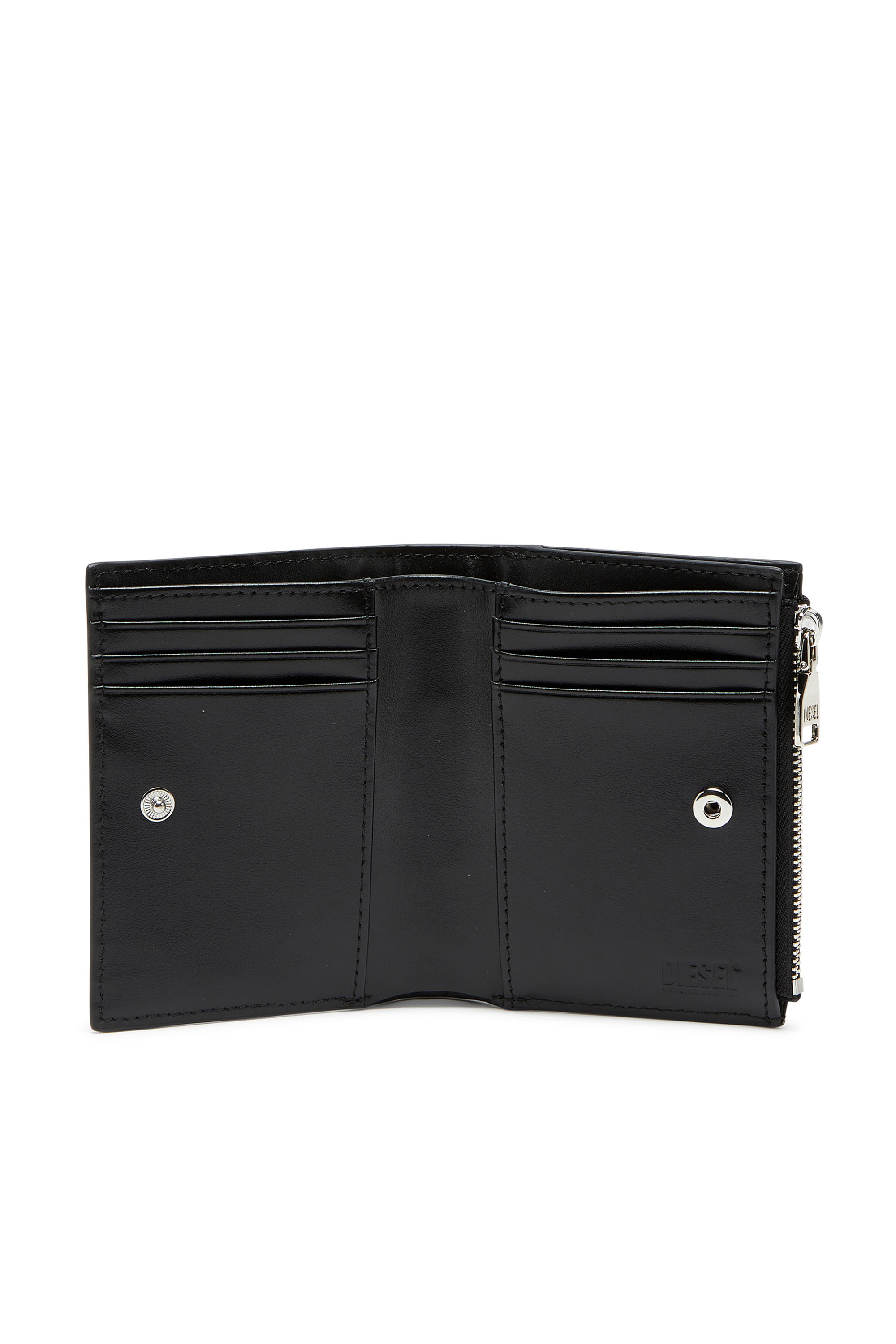 Diesel - PLAY BI-FOLD ZIP II, Woman's Small wallet in glossy leather in Black - 4