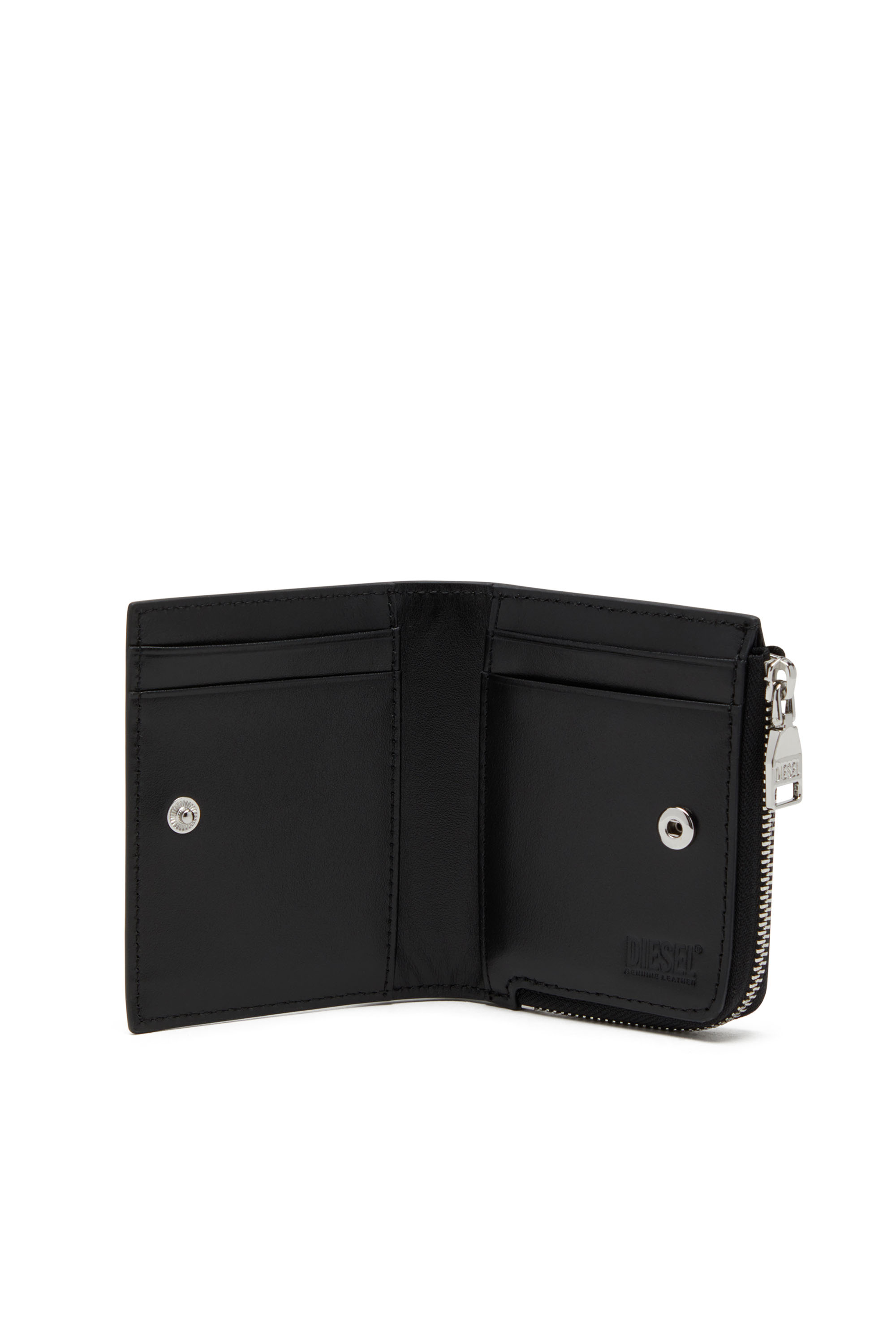 Diesel - 1DR CARD HOLDER ZIP L, Woman's Bi-fold card holder in nappa leather in Black - 3