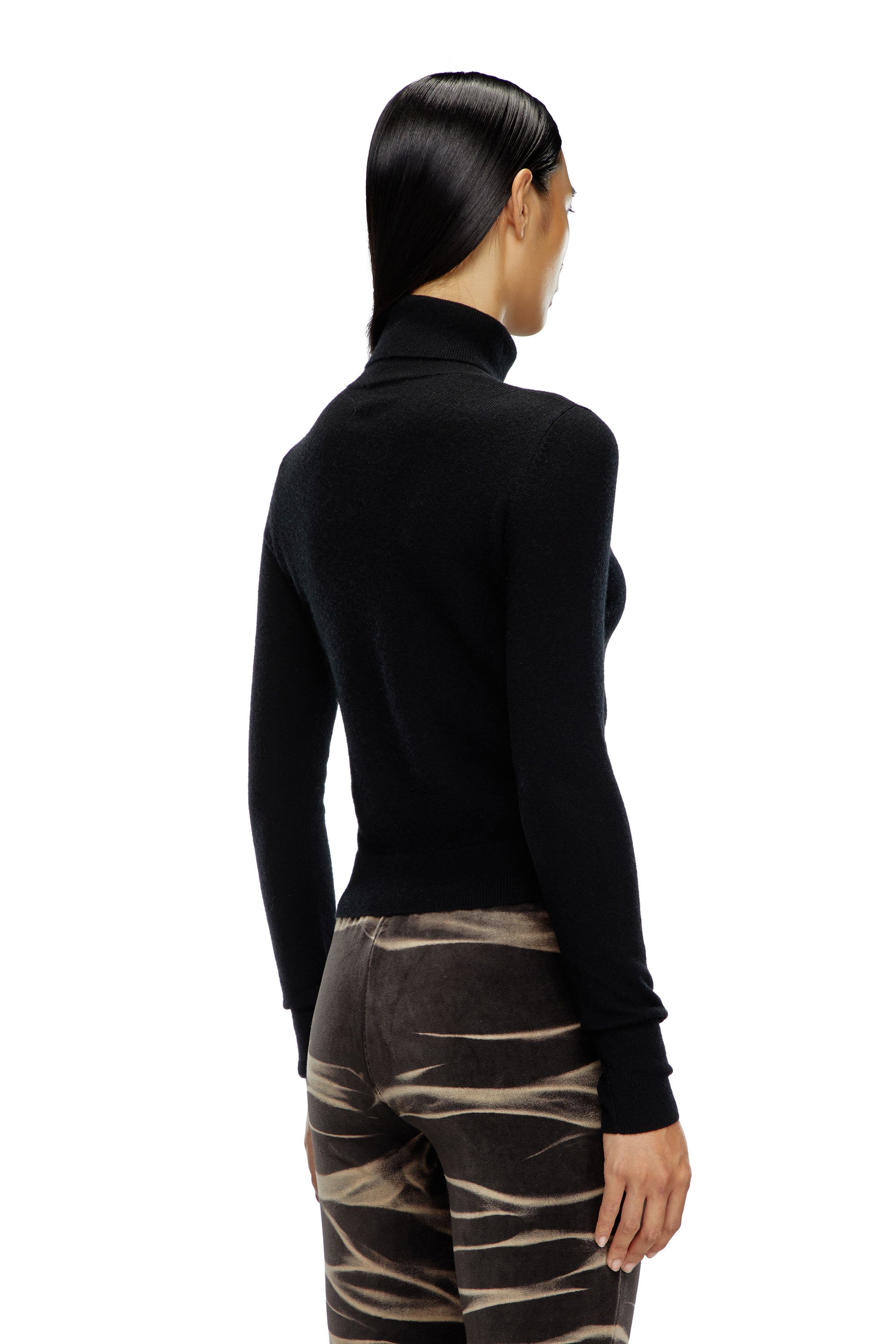 Diesel - M-AREESAX-TN, Woman's Turtleneck jumper in wool and cashmere in Black - 3