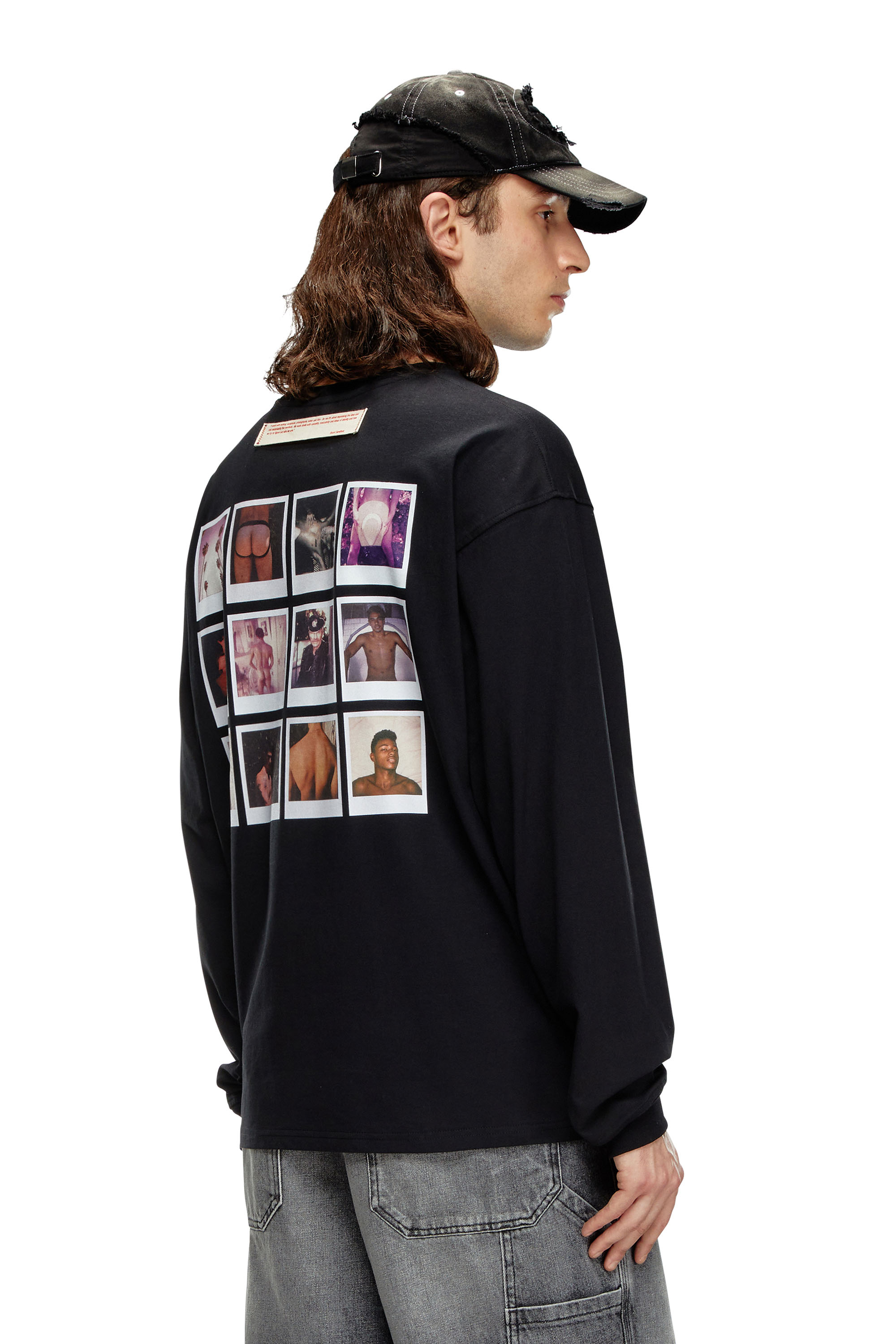 Diesel - PR-T-BOXT-LS-SS, Unisex's Long-sleeve T-shirt with polaroid patches in Black - 2