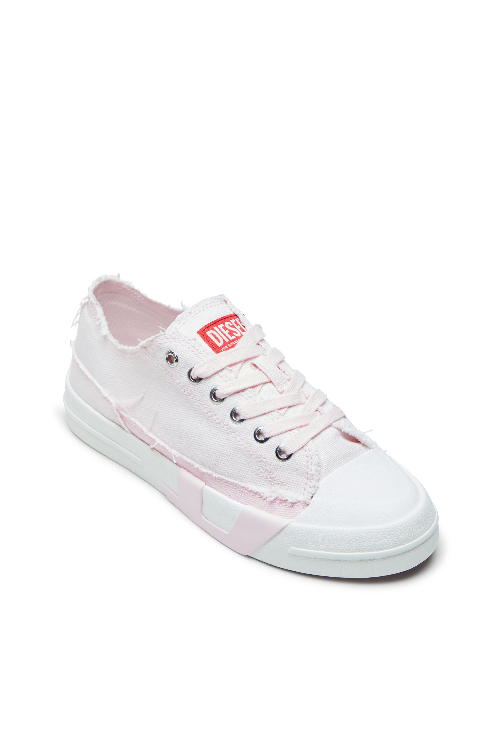 S-D-VERSE LOW W, Pink/White Diesel - S-D-VERSE LOW W, Woman's S-D-Verse-Sneakers in frayed canvas in Pink/White - 6