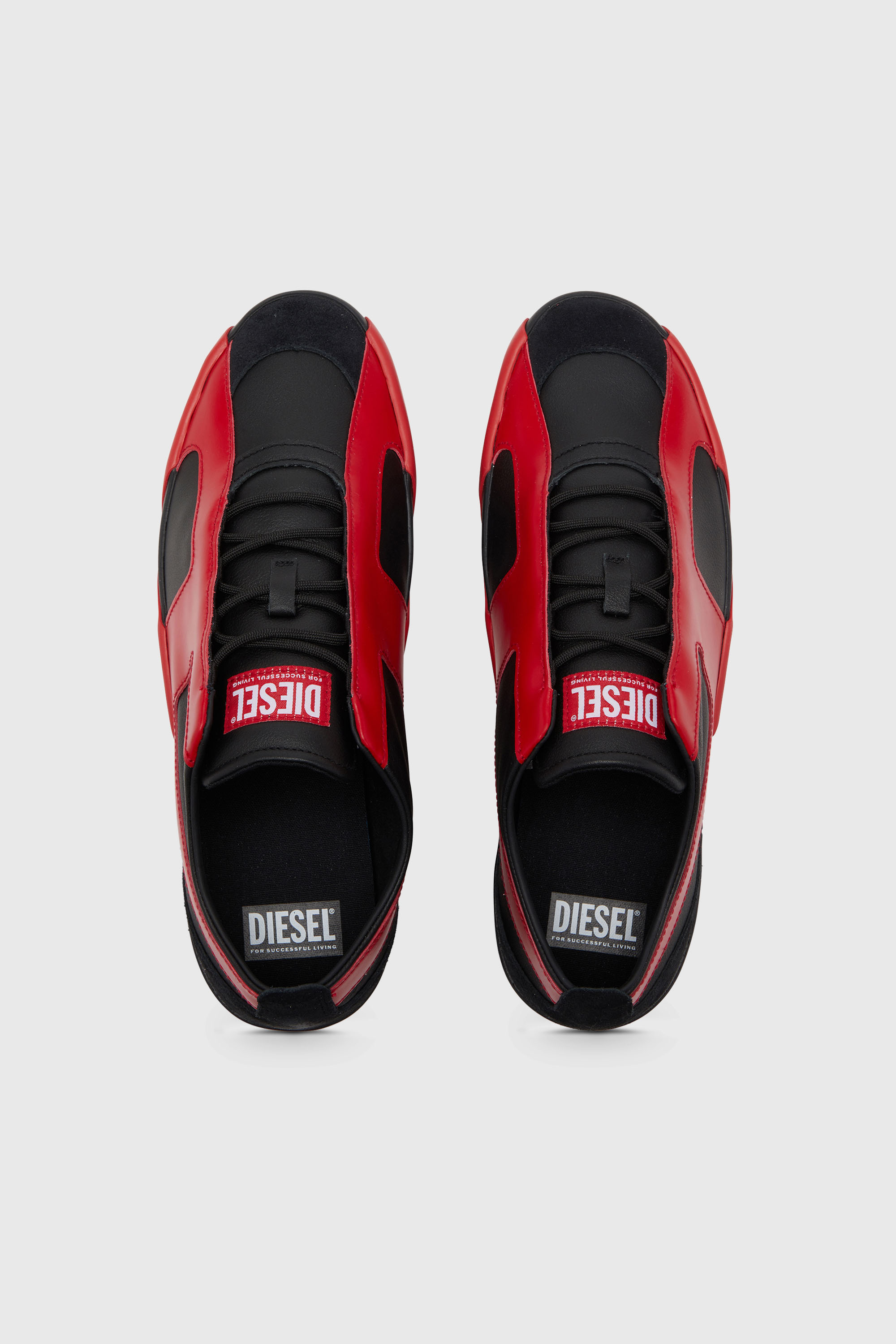 Diesel - S-SLANTE-D LOW, Man's S-Slante-D-Sneakers in suede and leather with D logo in Black/Red - 4