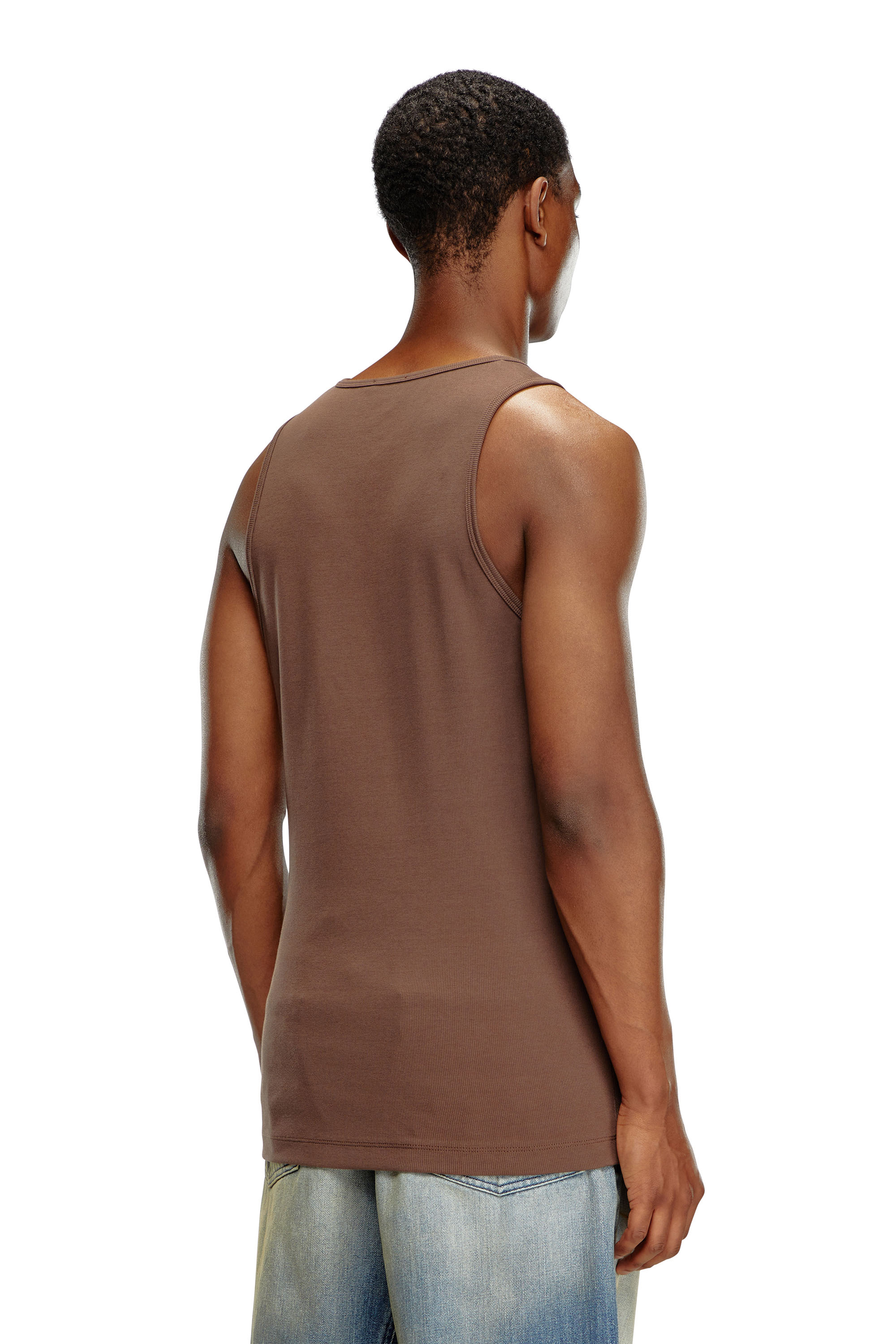 Diesel - T-LIFTY-D, Man's Tank top with mini D logo patch in Brown - 4