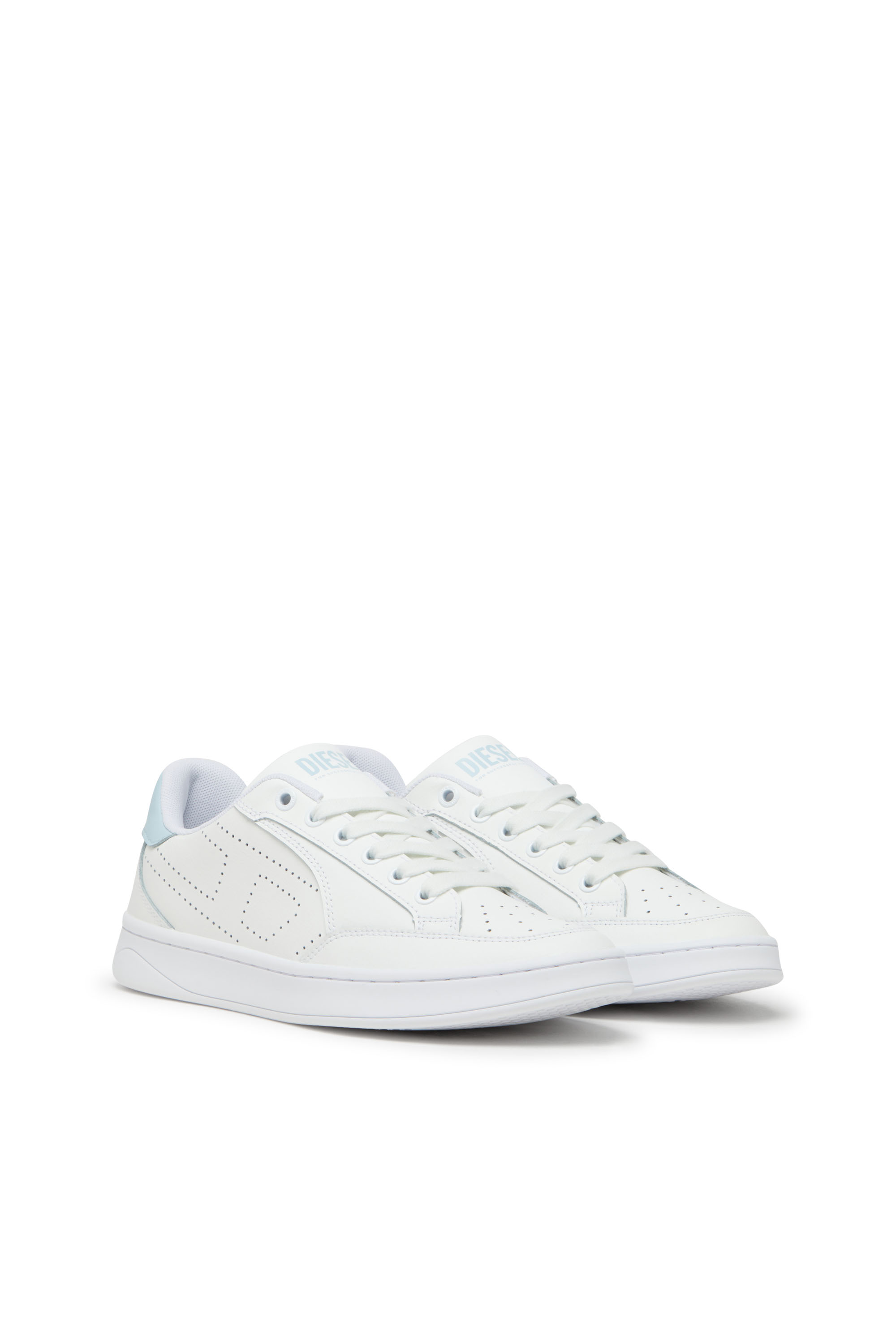 Diesel - S-DAKOTA LOW W, Woman's Leather sneakers with perforated logo in White/Blue - 2