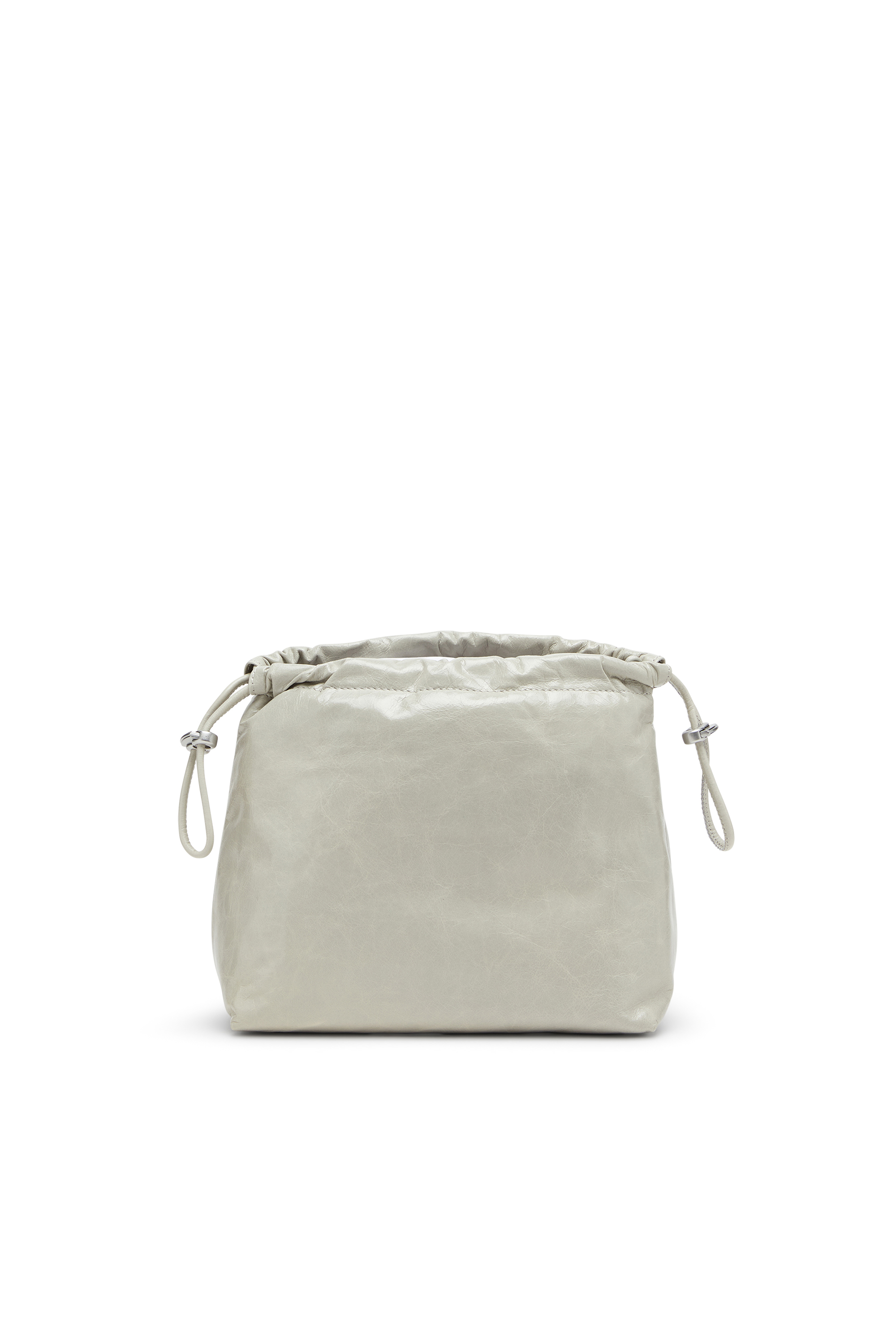 Diesel - SCRUNCH-D BUCKET, Woman's Scrunch-D-Bucket bag in shiny wrinkled leather in White - 3