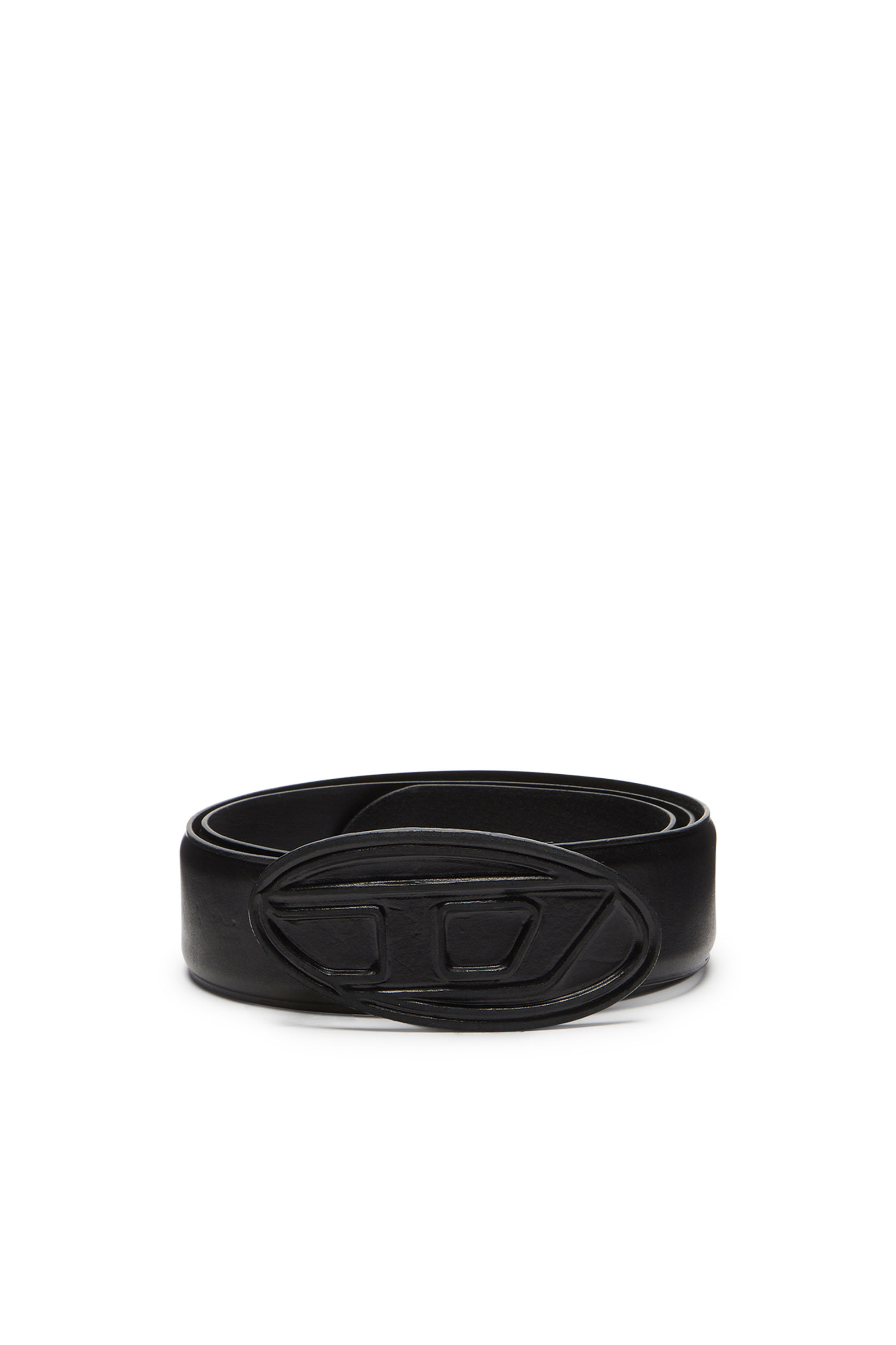 Diesel - B-1DR SCRATCH, Man's 4cm Leather belt with leather-covered buckle in Black - 1