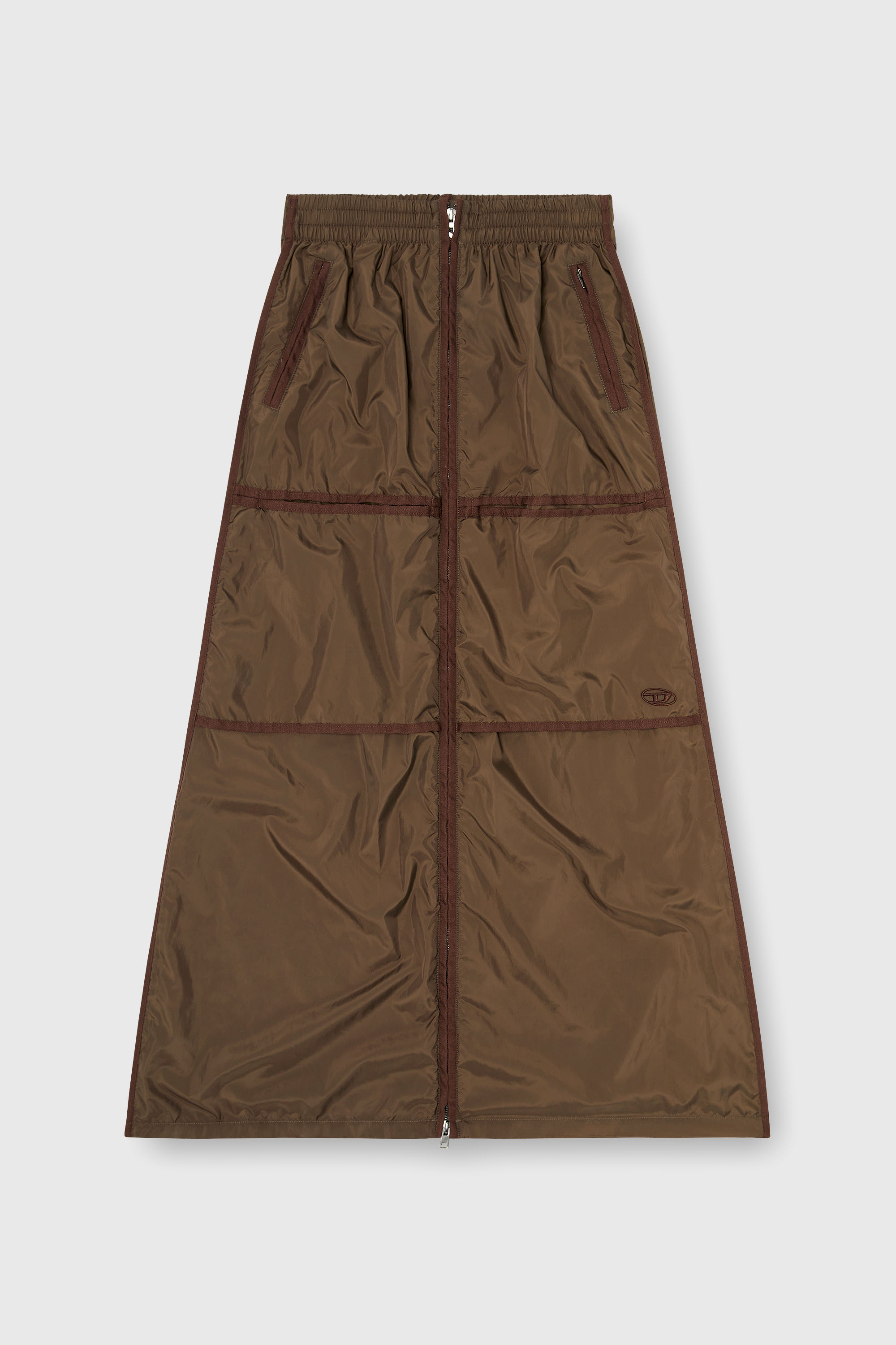 Diesel - O-HYTON, Woman's Windbreaker maxi skirt with front zip in Brown - 2