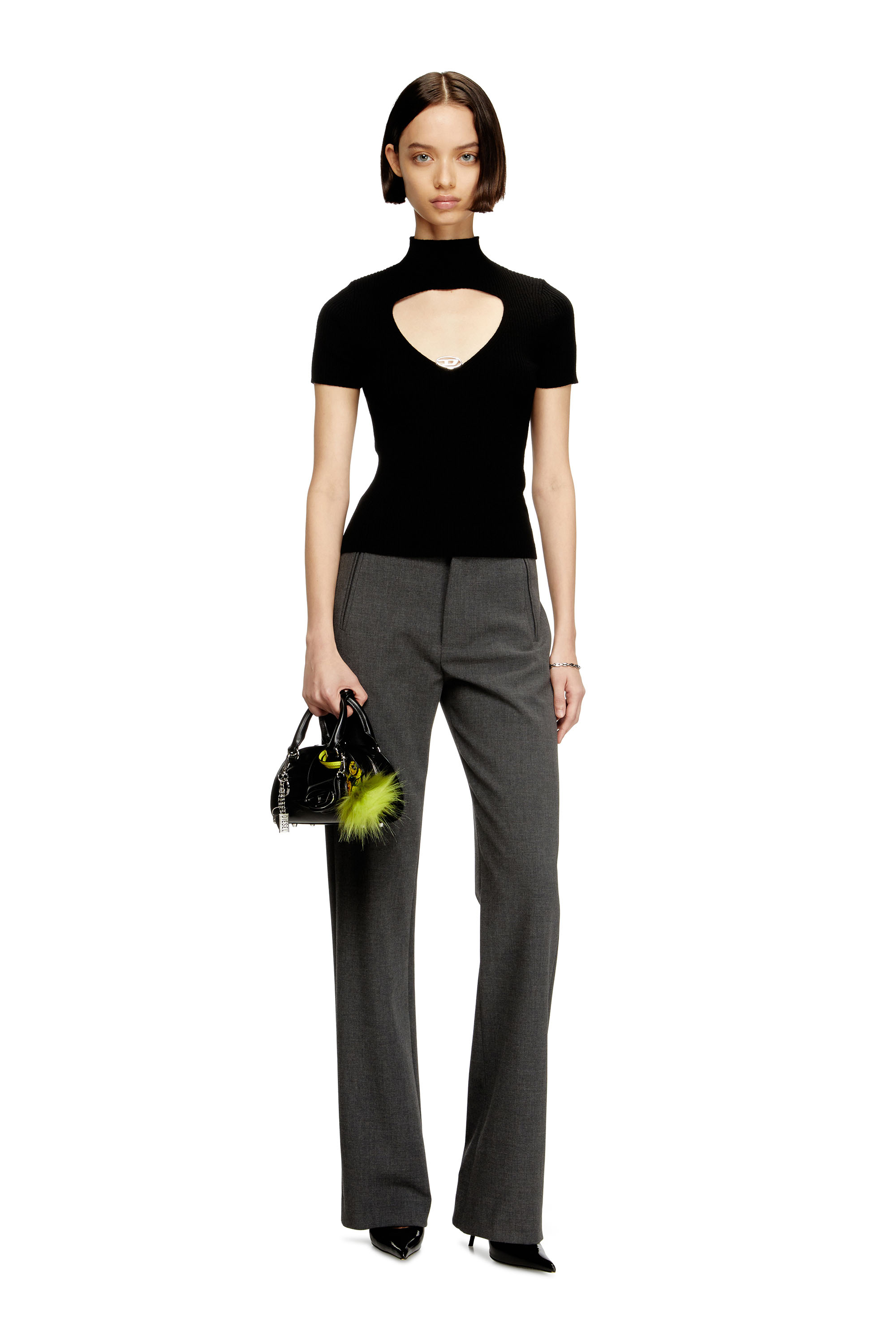 Diesel - M-OLIVE, Woman's Cut-out wool-knit top in Black - 2