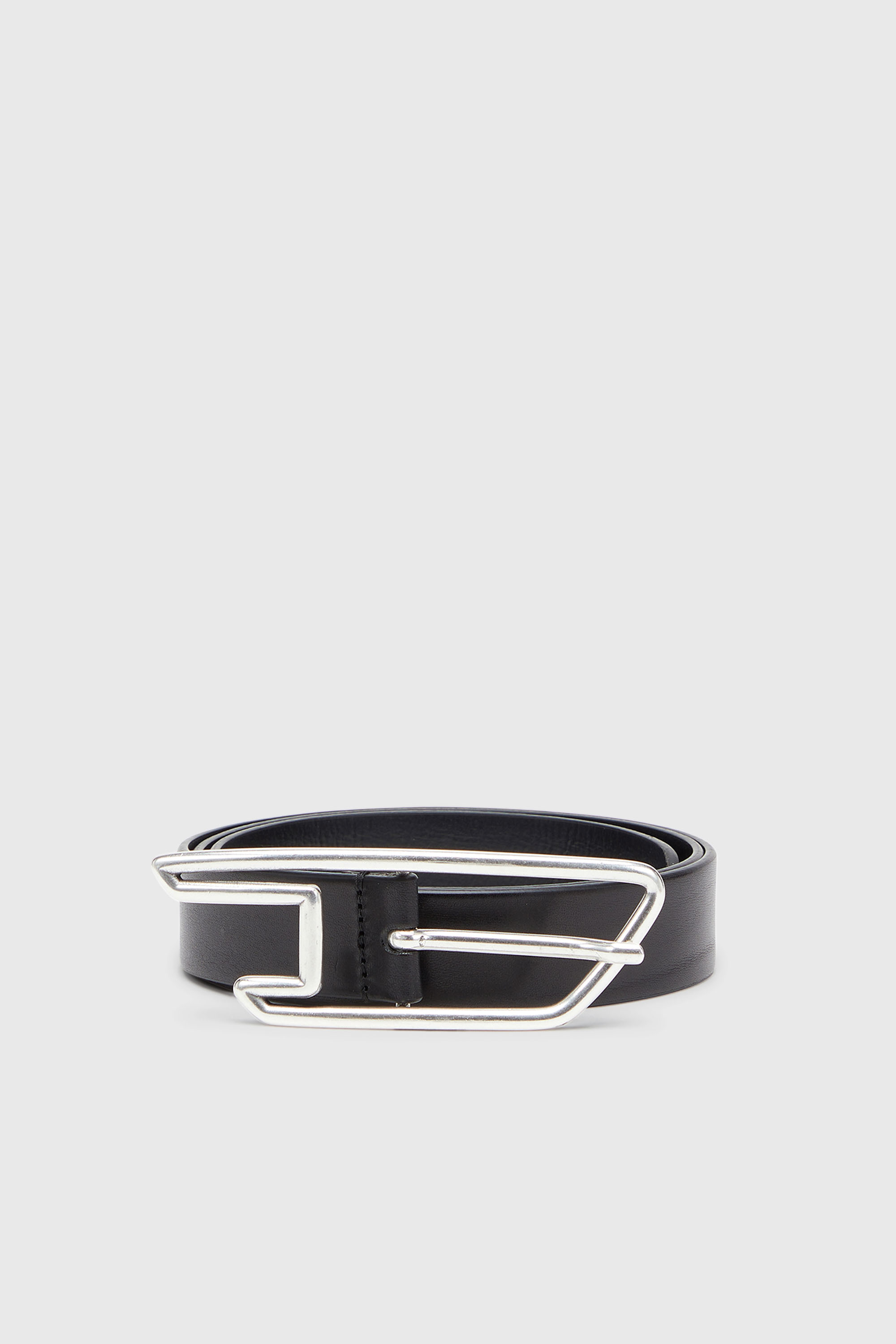 Diesel - B-D LINE 30, Unisex's 3cm leather belt with D-logo buckle in Black - 1