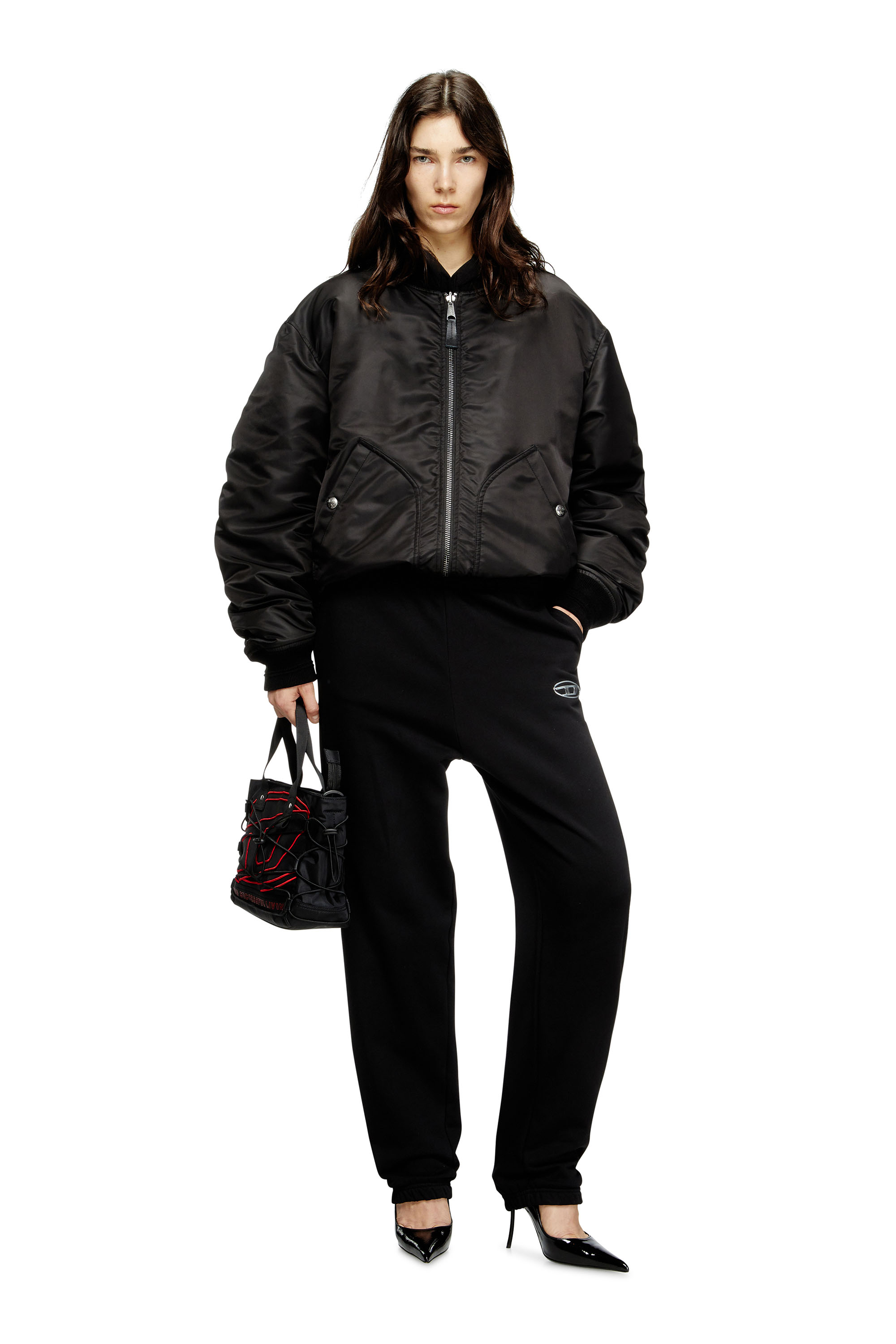 P-LACYN-OD, Black Diesel - P-LACYN-OD, Woman's Sweatpants with metal-effect Oval D logo in Black - 1