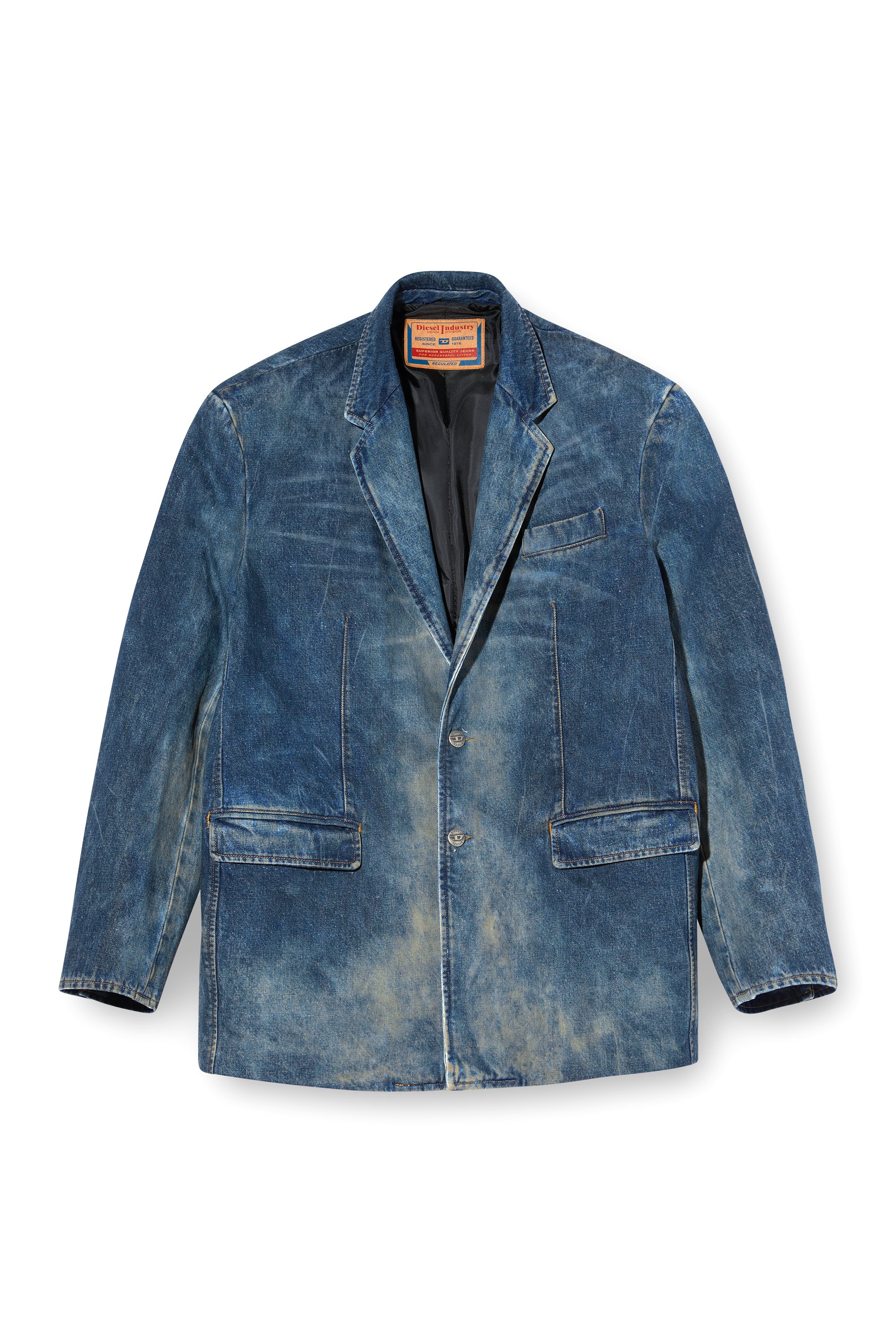 Diesel - D-OVER-DD, Unisex's Blazer in hand-treated dirty denim in Dark Blue - 8