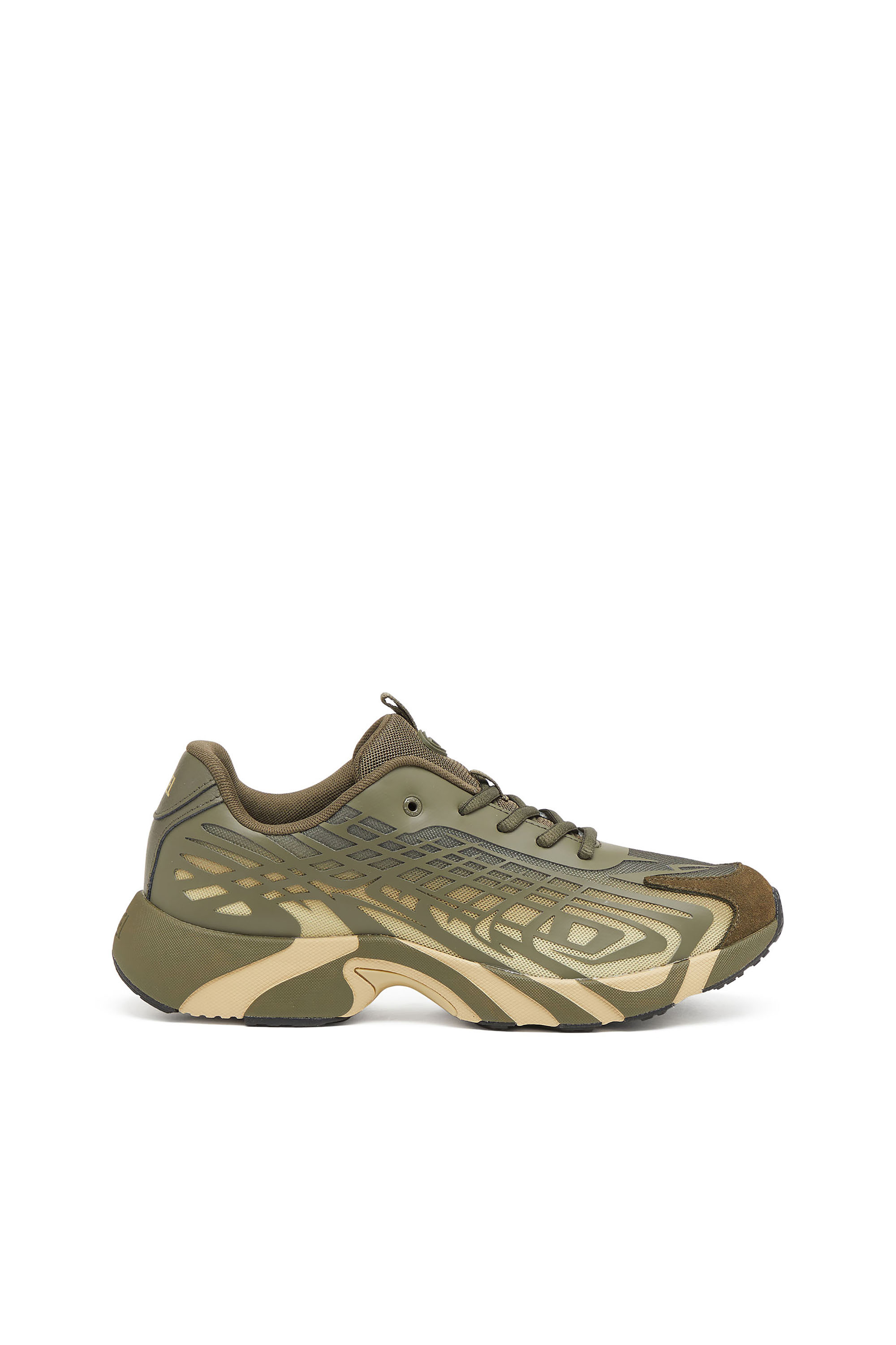 Diesel - S-D-VIT'S 500 LOW, Man's D-Vit-Sneakers in striped dégradé mesh in Green/Brown - 1
